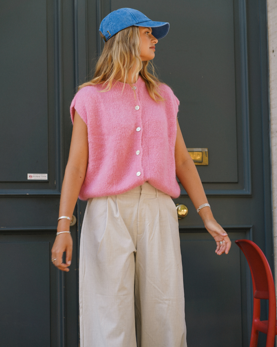 Bea Cardigan Sleeveless Candy Pink