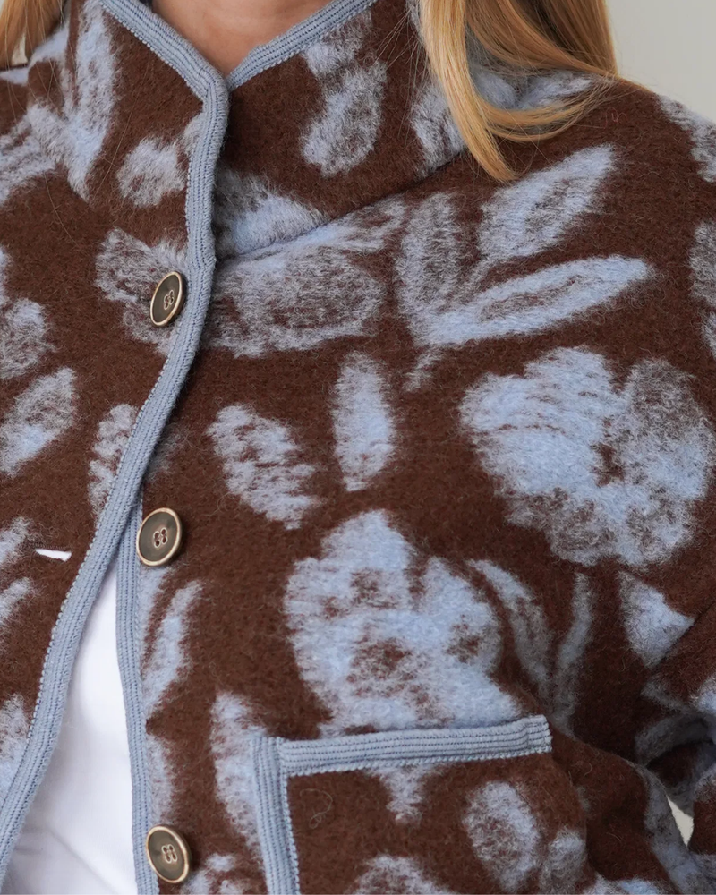 Audrey Jacket Chocolate / Pastel Blue-zoom-
