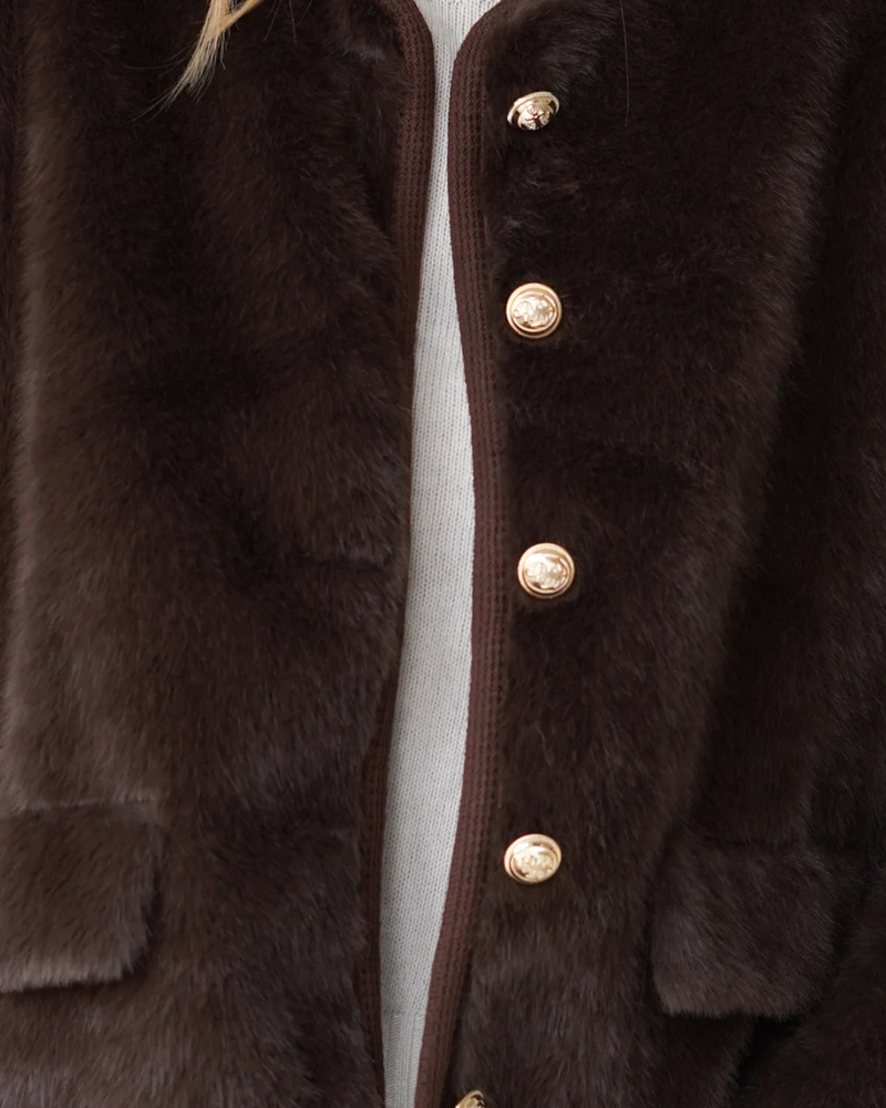 Manon Jacket Fake Fur Chocolate-zoom-