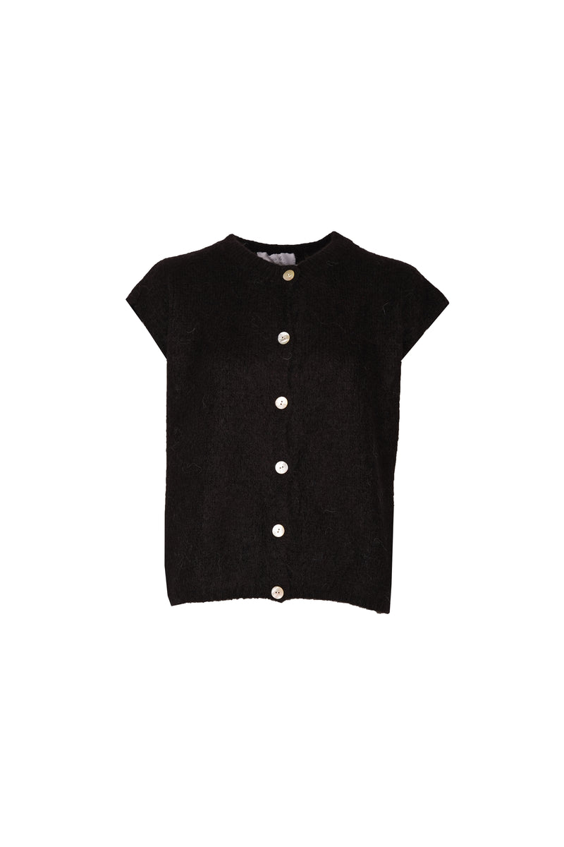 Bea Cardigan Sleeveless Black-zoom-