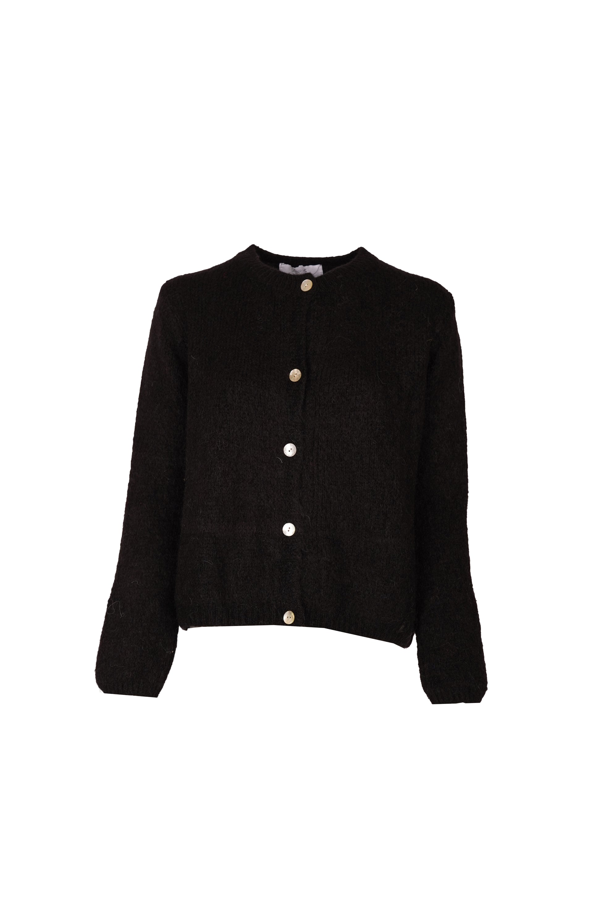 Beatrice Cardigan With Buttons Black-7