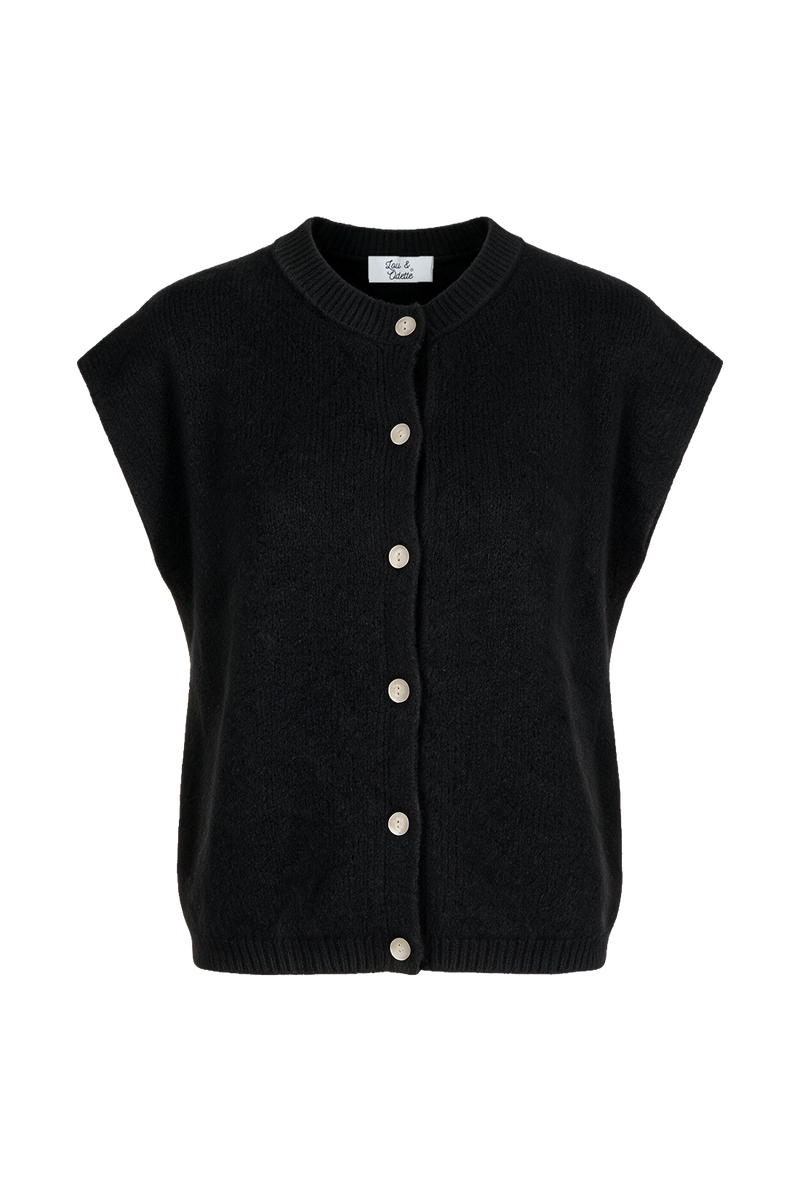 Bea Cardigan Sleeveless Black-zoom-