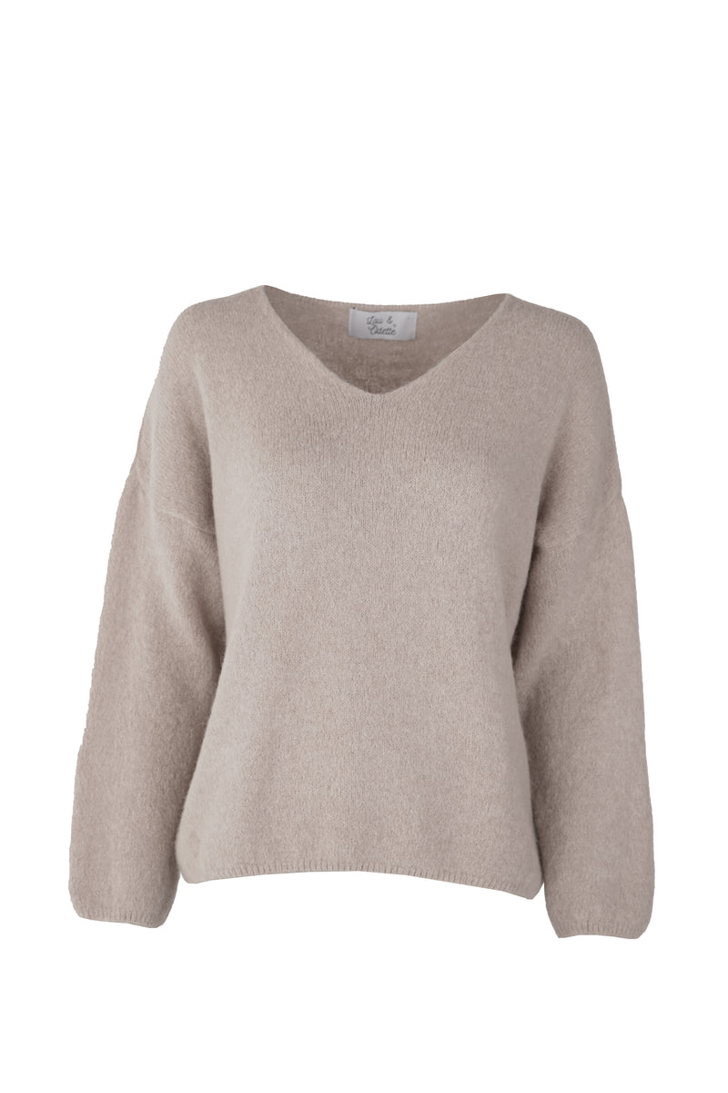 Bibi Pullover V-Neck Sand-zoom-