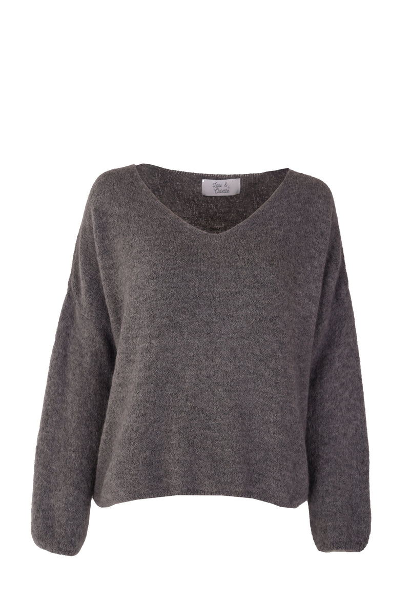 Bibi Pullover V-Neck Grey-zoom-