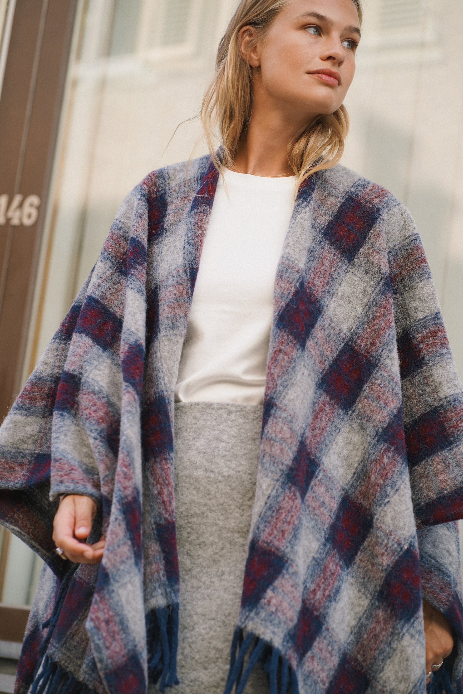 Mona Poncho Grey / Blue-3