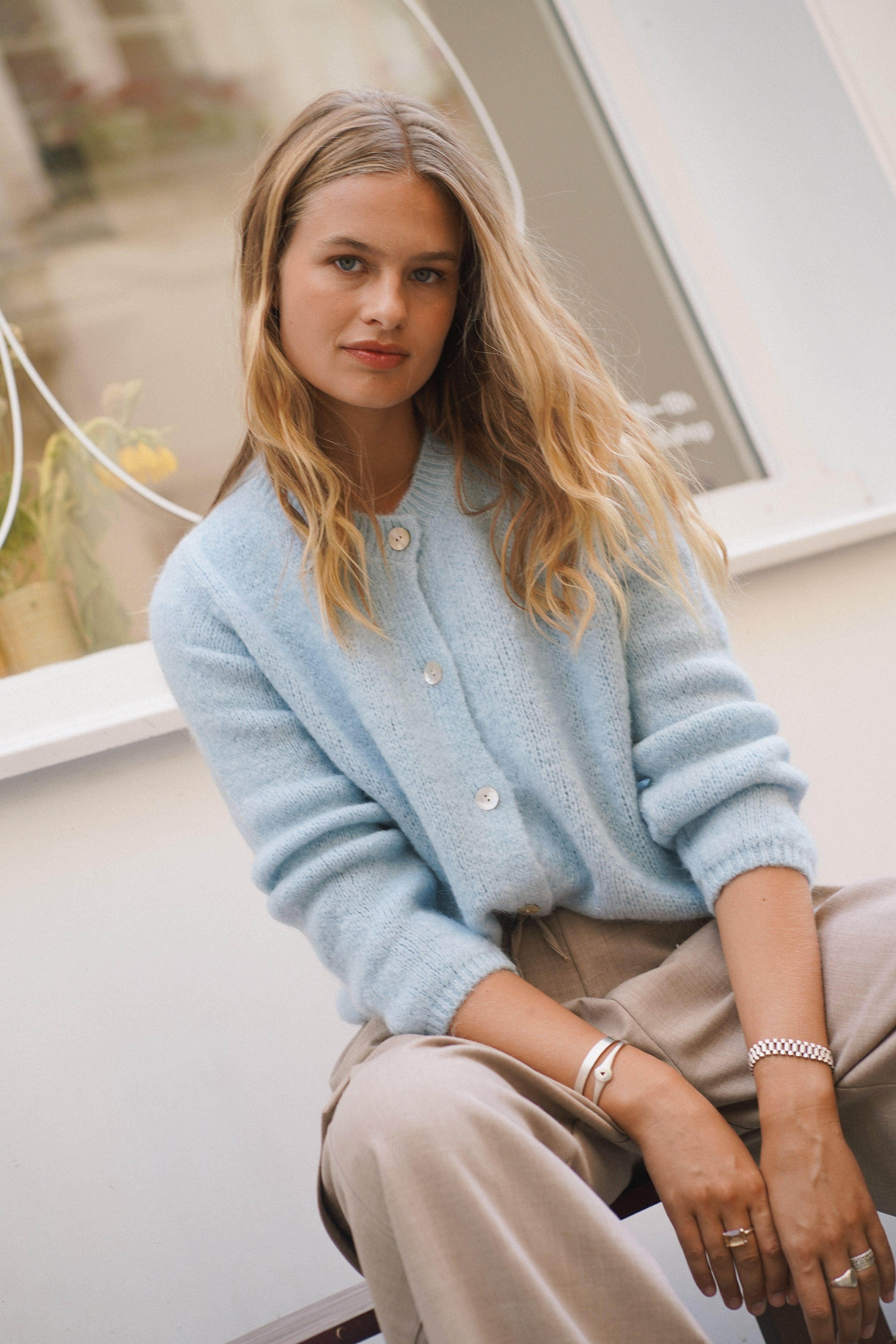 Beatrice Cardigan With Buttons Pastel Blue