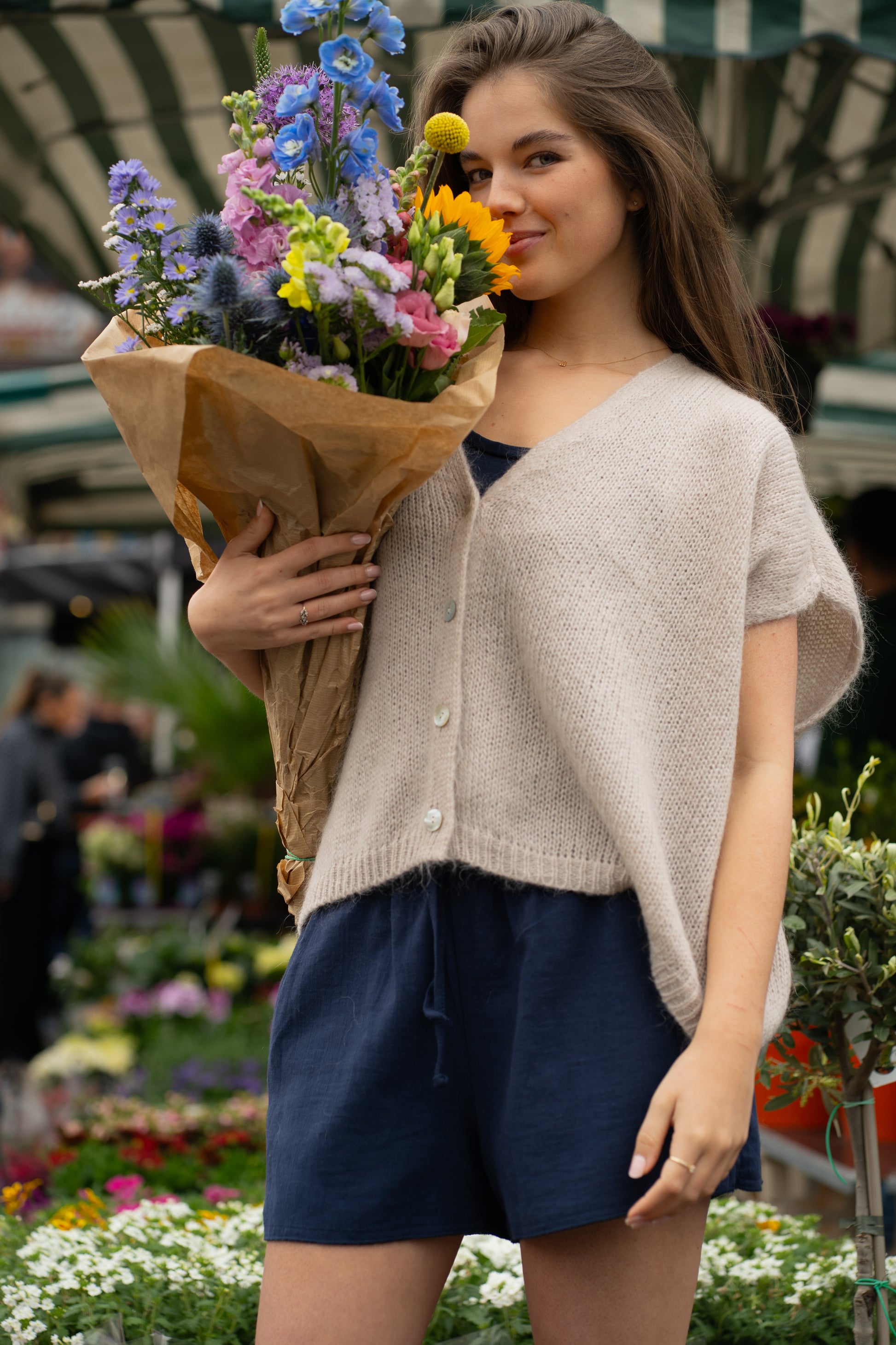 Elli Sleeveless V-Neck Sand-2