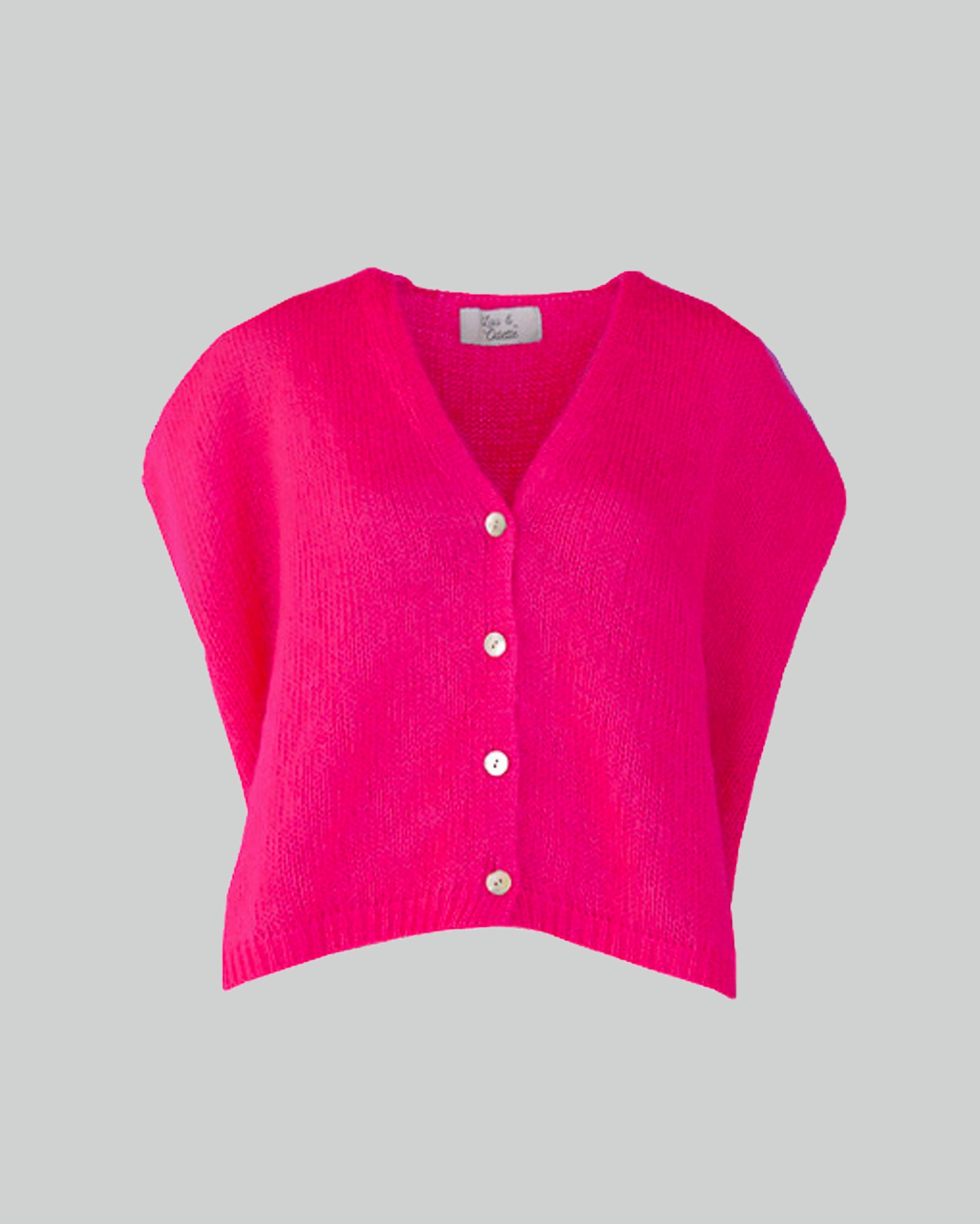 Elli Sleeveless V-Neck Neon Pink-zoom-1