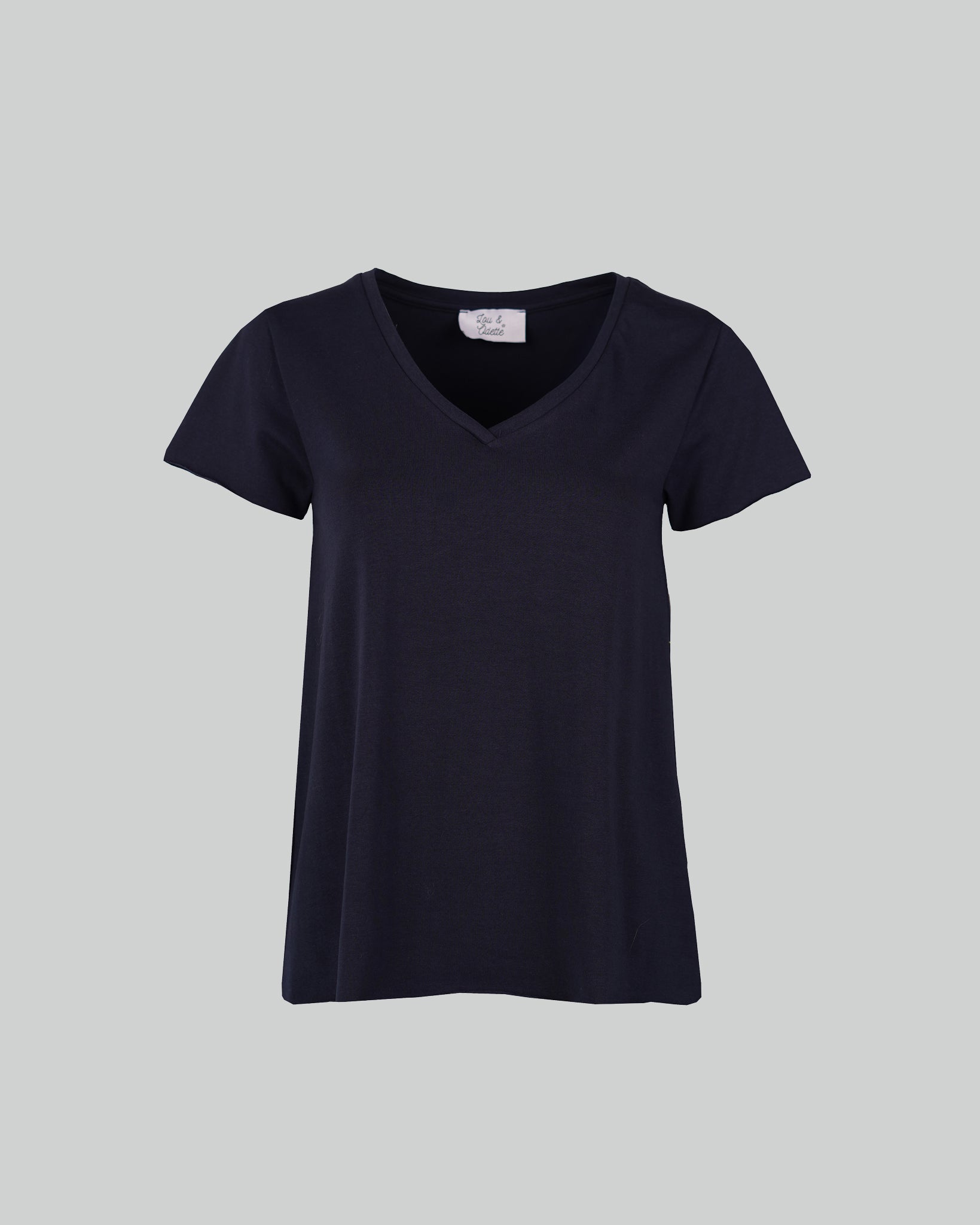 Faye T-Shirt V Neck Navy-zoom-1