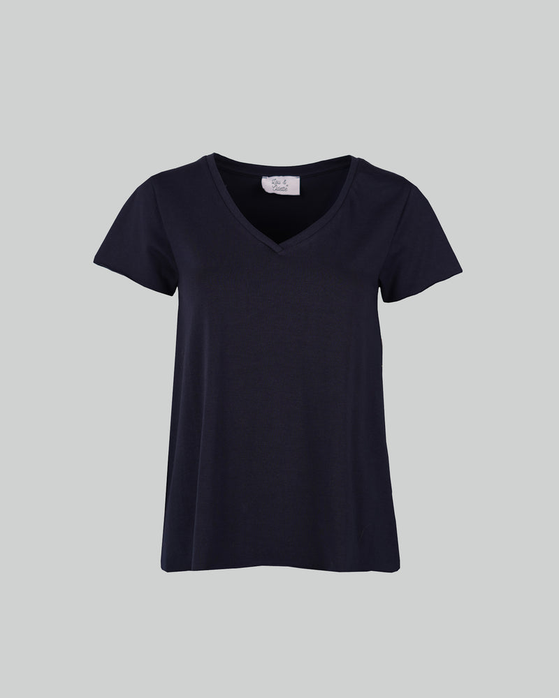 Faye T-Shirt V Neck Navy-zoom-