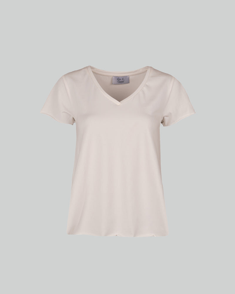 Faye T-Shirt V Neck Off White-zoom-