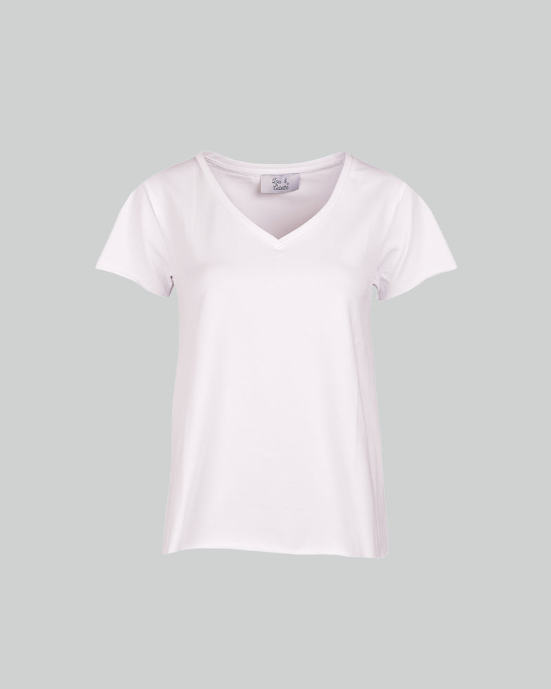 Faye T-Shirt V Neck White-zoom-