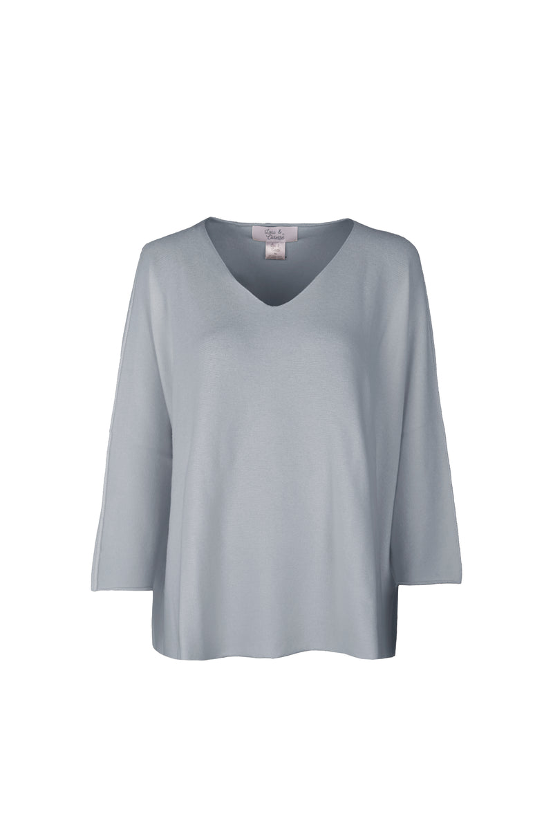 Laura V-Neck Pull Grey-zoom-