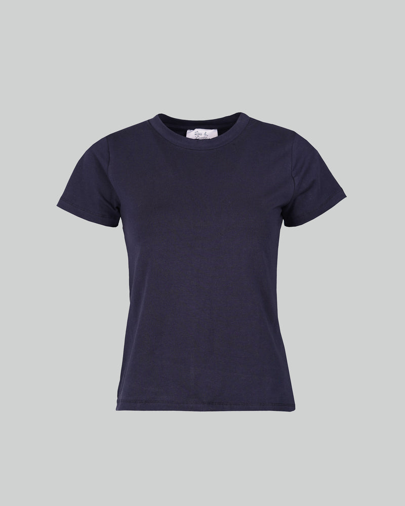 Hanna T-Shirt Round Neck Navy-zoom-