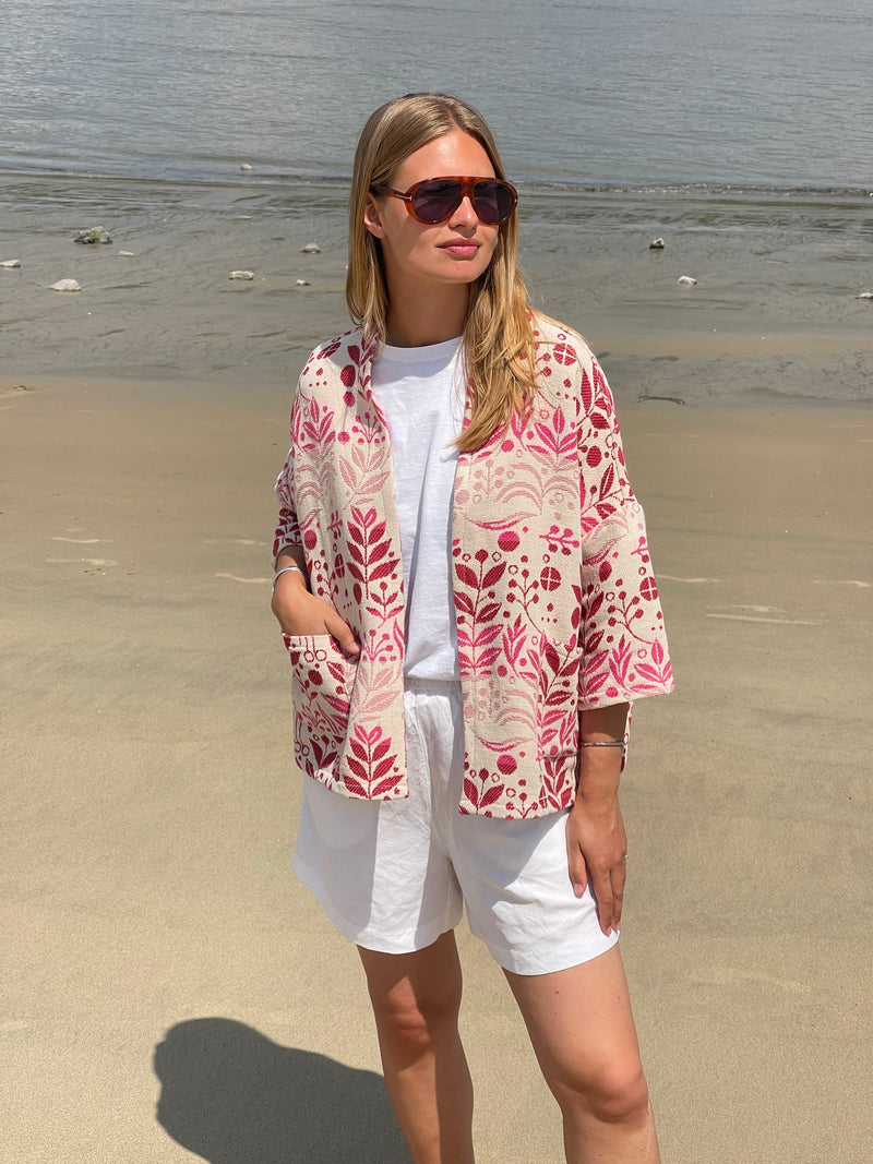 Lily Jacquard Kimono Pink-zoom-