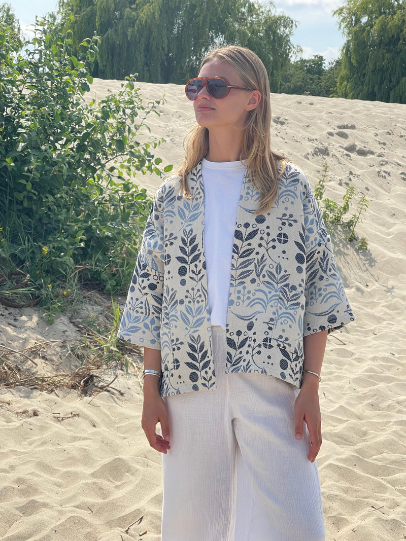 Lily Jacquard Kimono Blue-zoom-