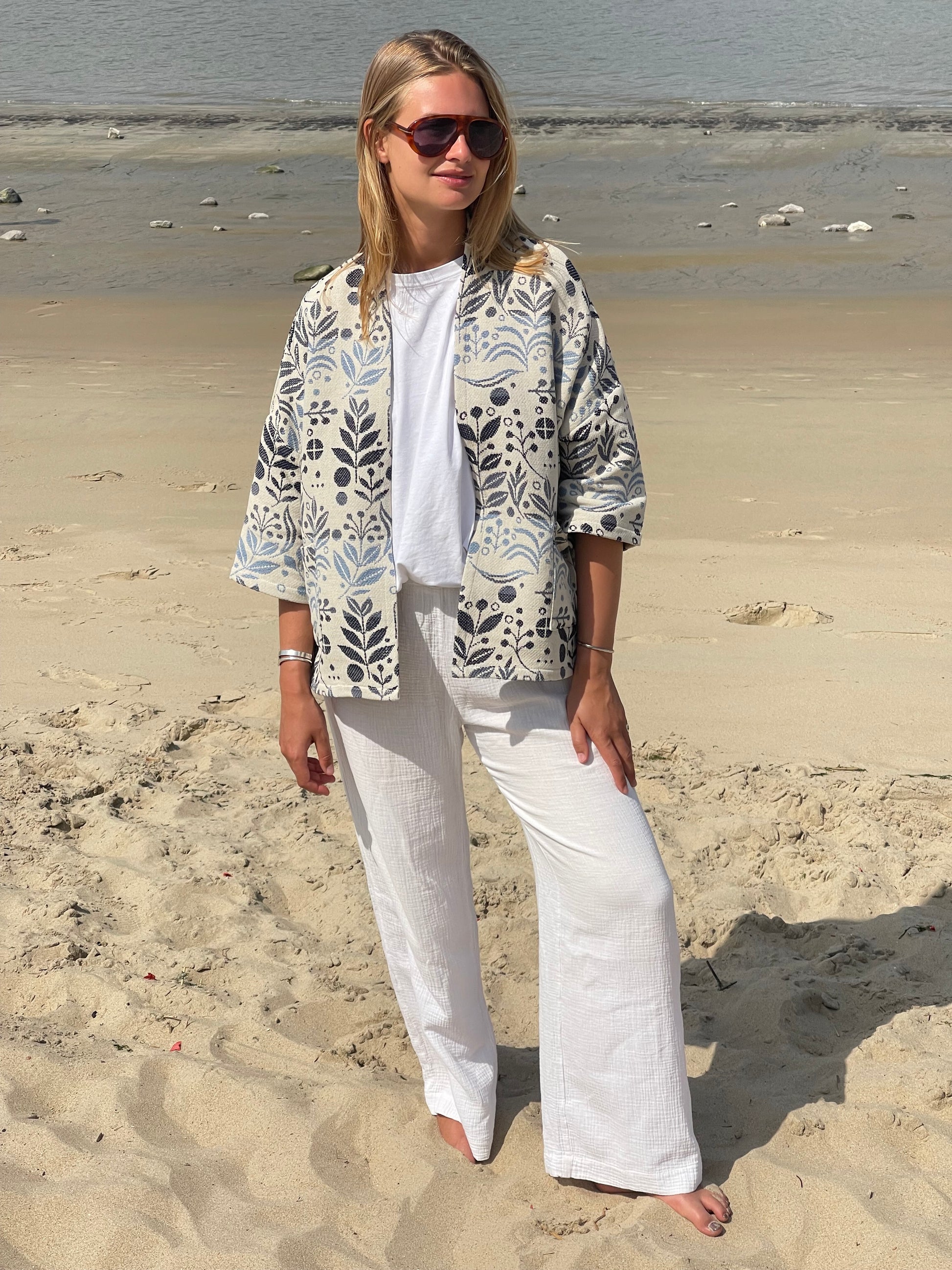 Lily Jacquard Kimono Blue-1