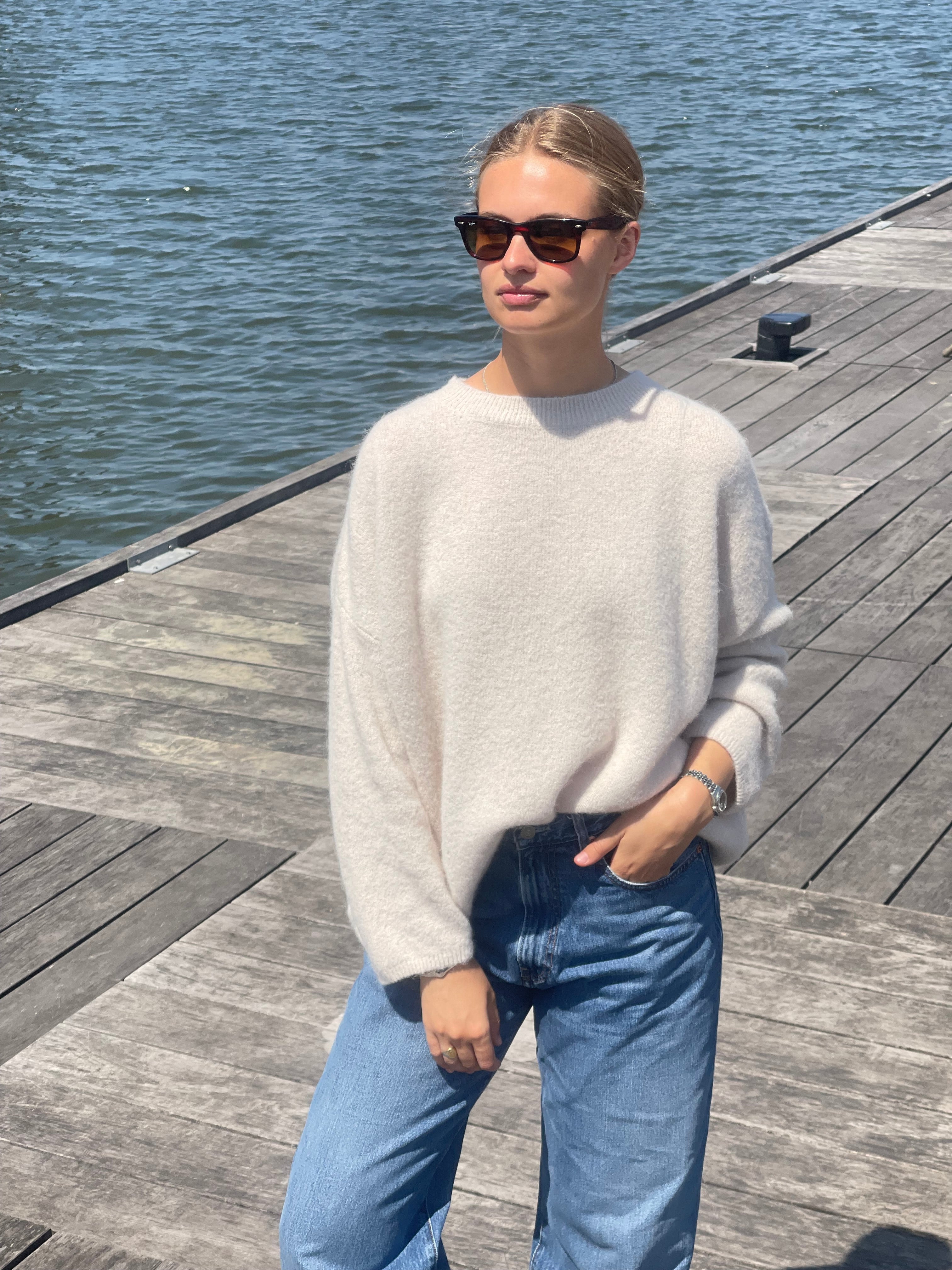 Caro Crew Neck Pullover Sand-zoom-4