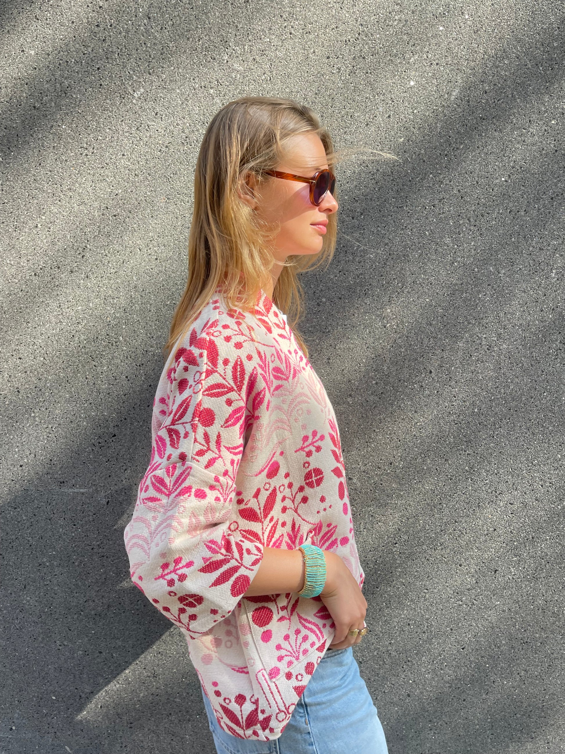 Lily Jacquard Kimono Pink-2