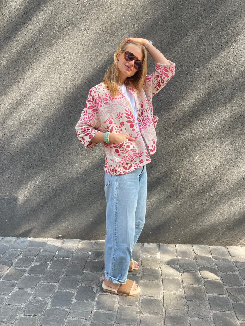 Lily Jacquard Kimono Pink-zoom-