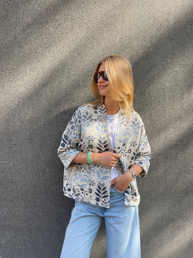 Lily Jacquard Kimono Blue-zoom-