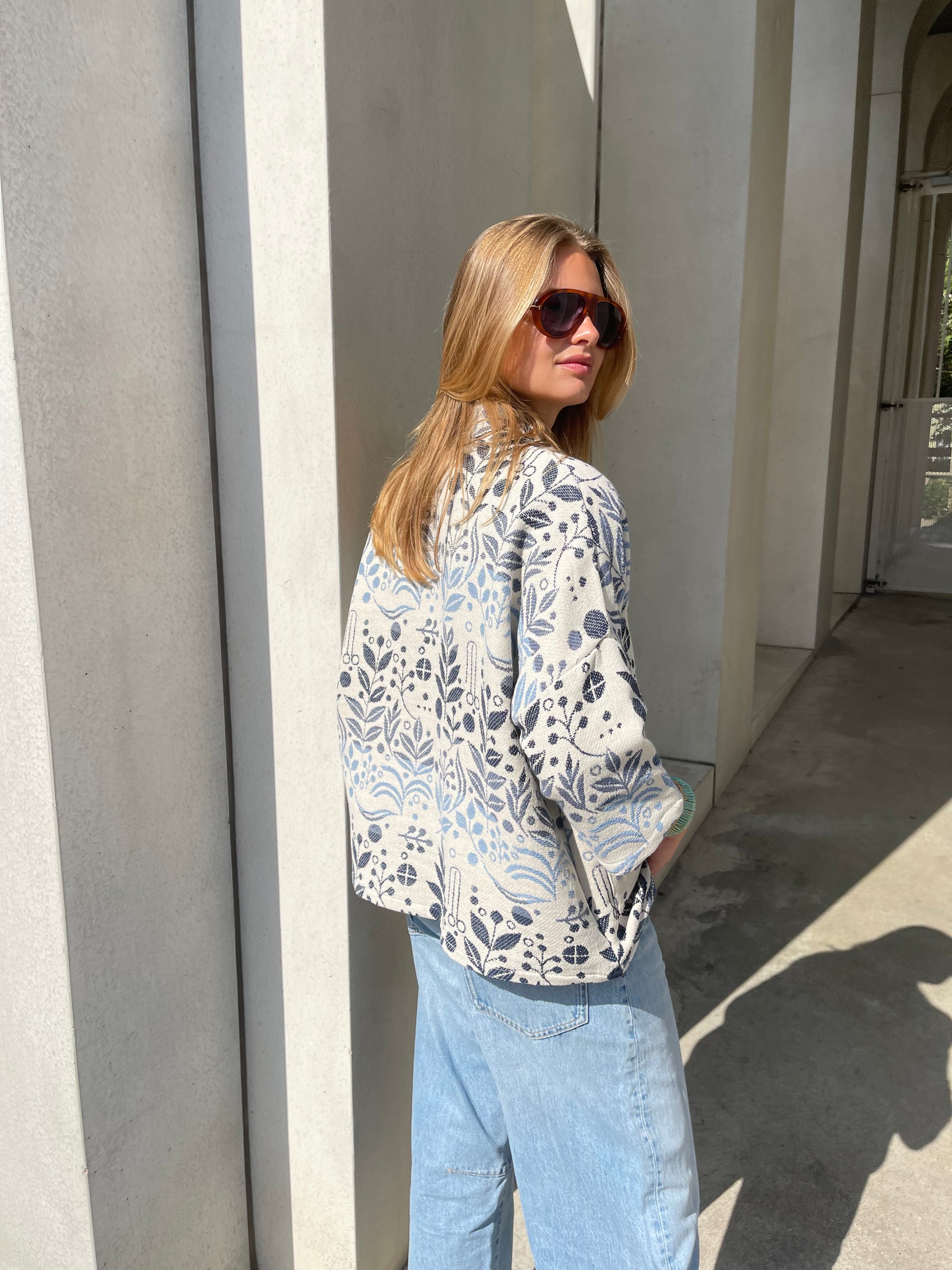 Lily Jacquard Kimono Blue-3