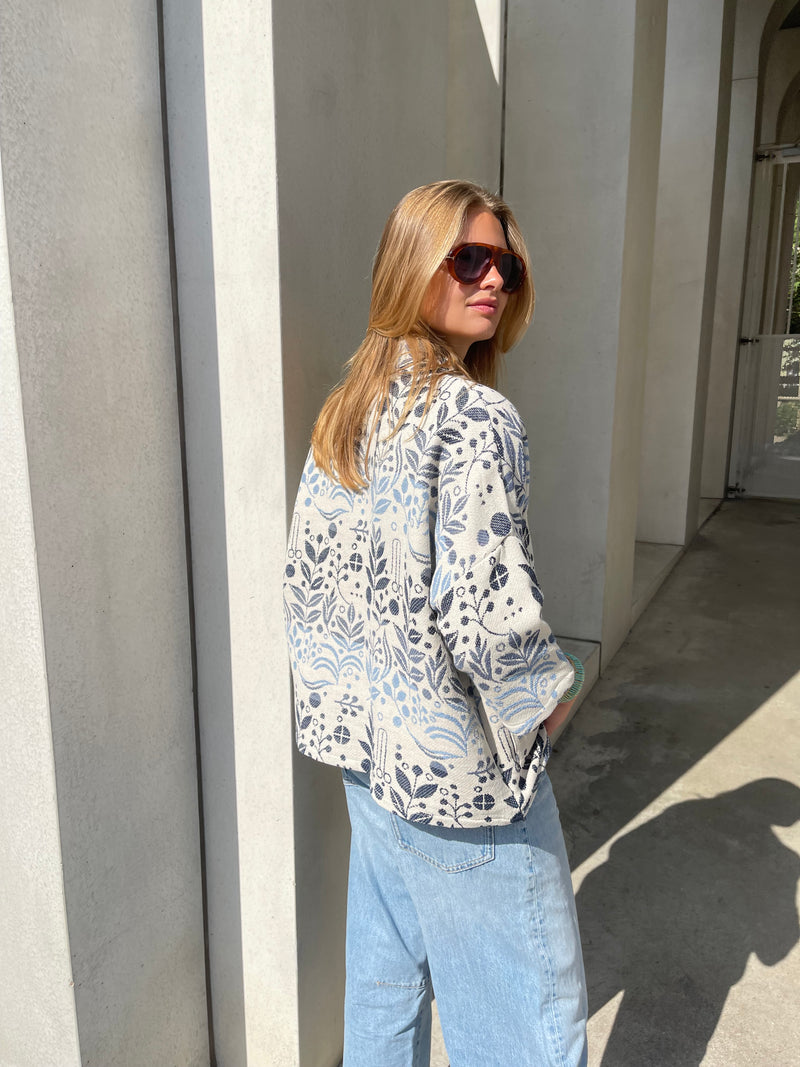 Lily Jacquard Kimono Blue-zoom-