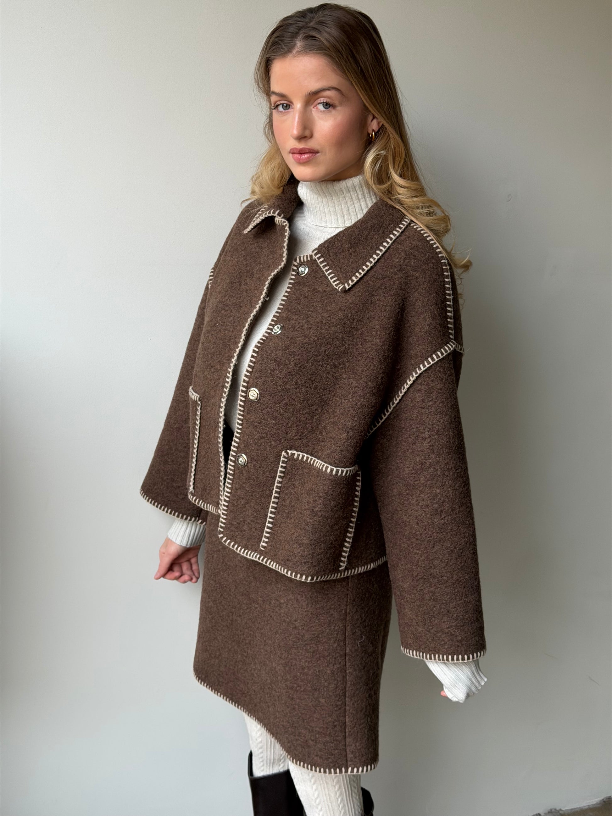 Julie Jacket Collar Brown-3