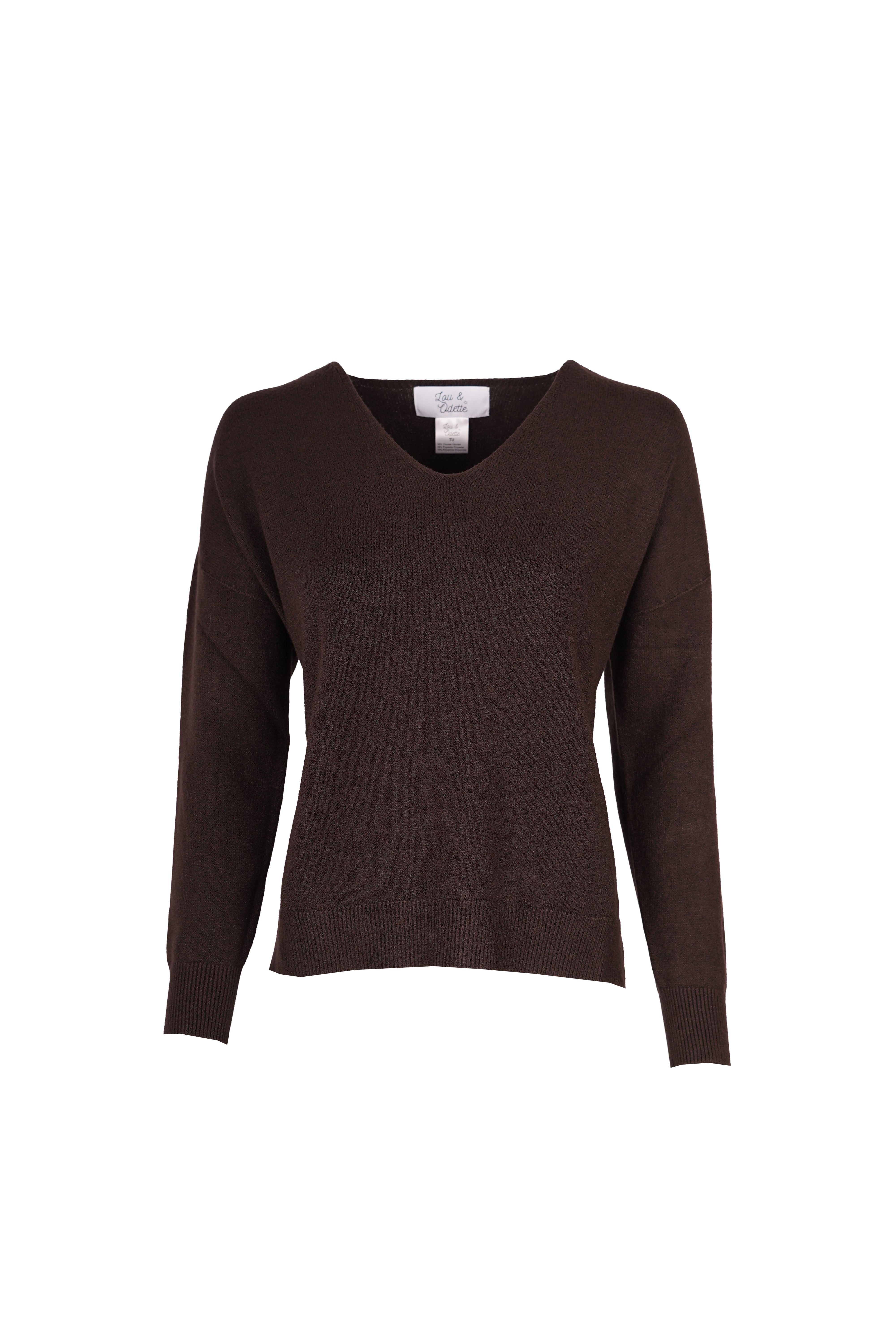 Lisa Pullover V-Neck Chocolate-zoom-6
