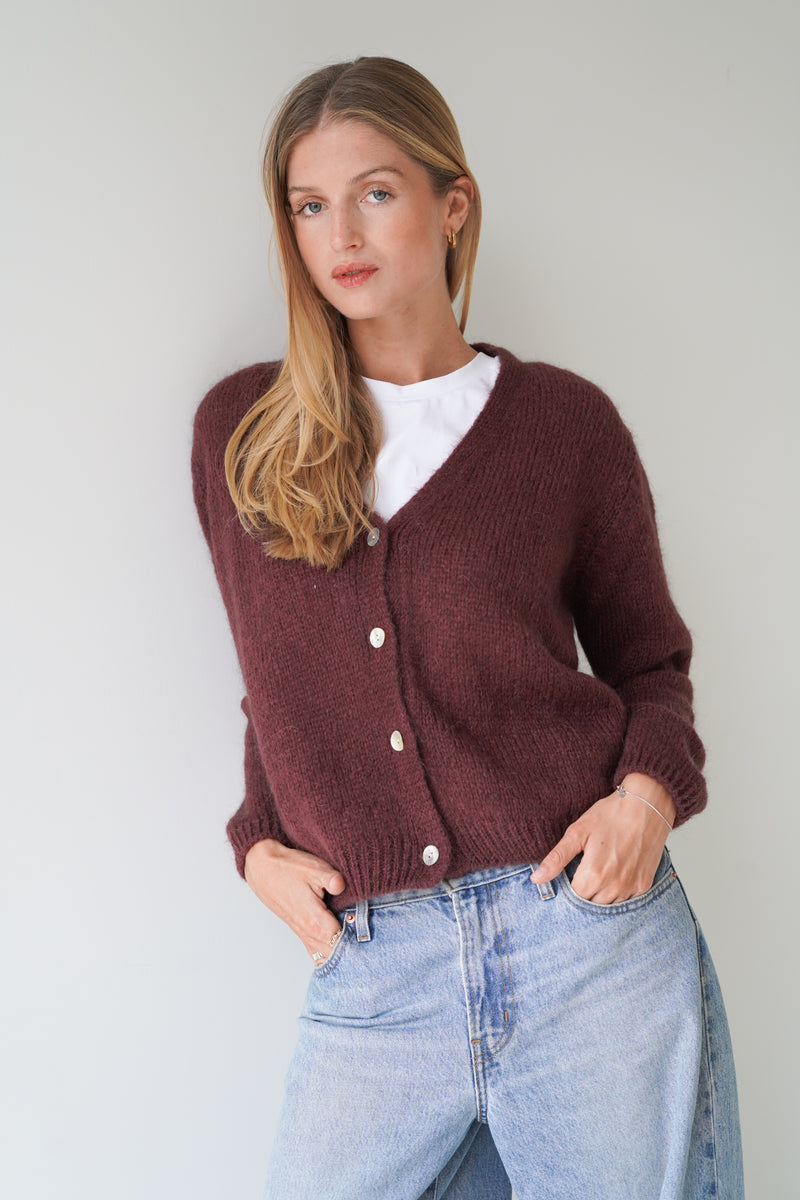 Vivian Cardigan V-Neck Chocolate-zoom-