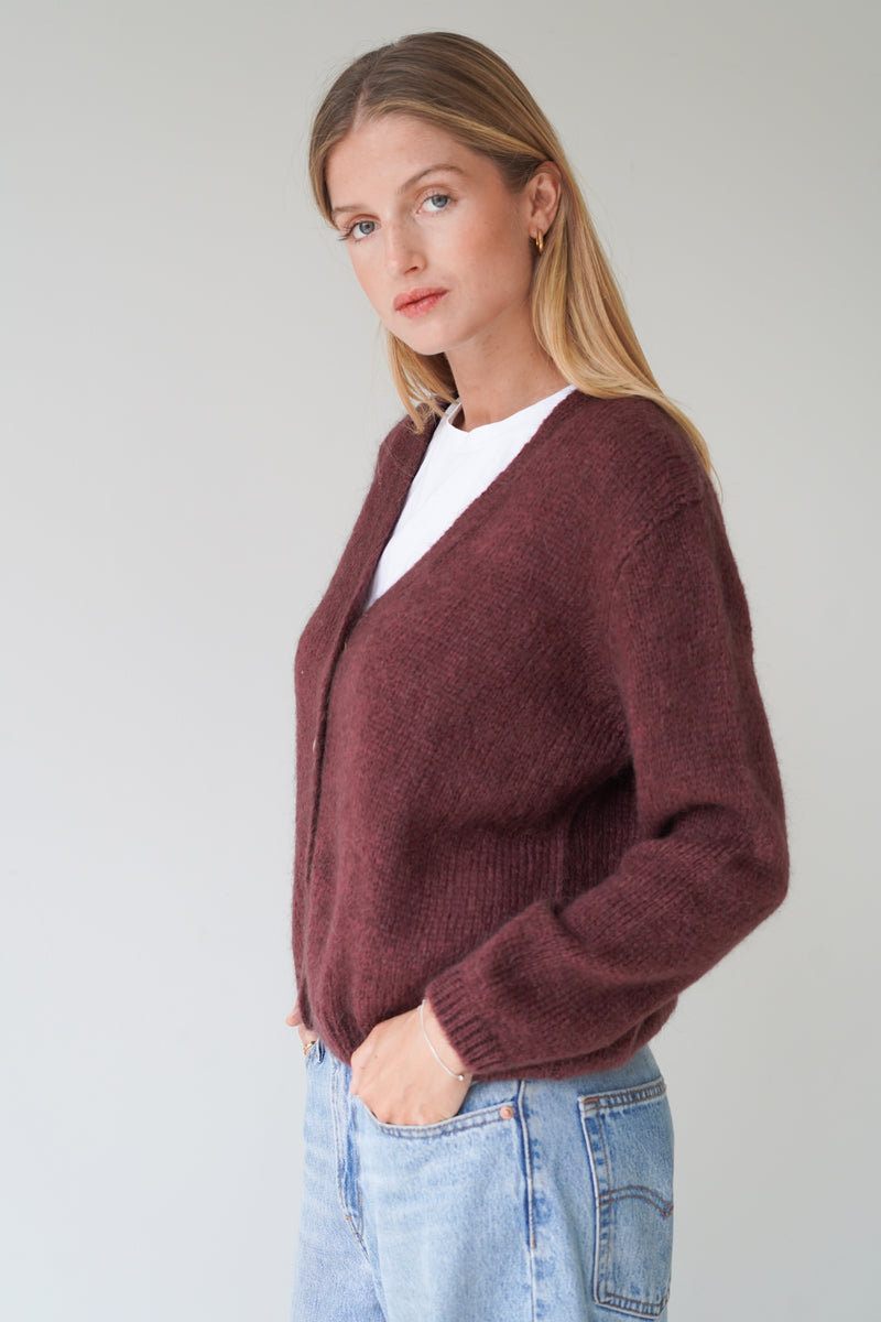Vivian Cardigan V-Neck Chocolate-zoom-