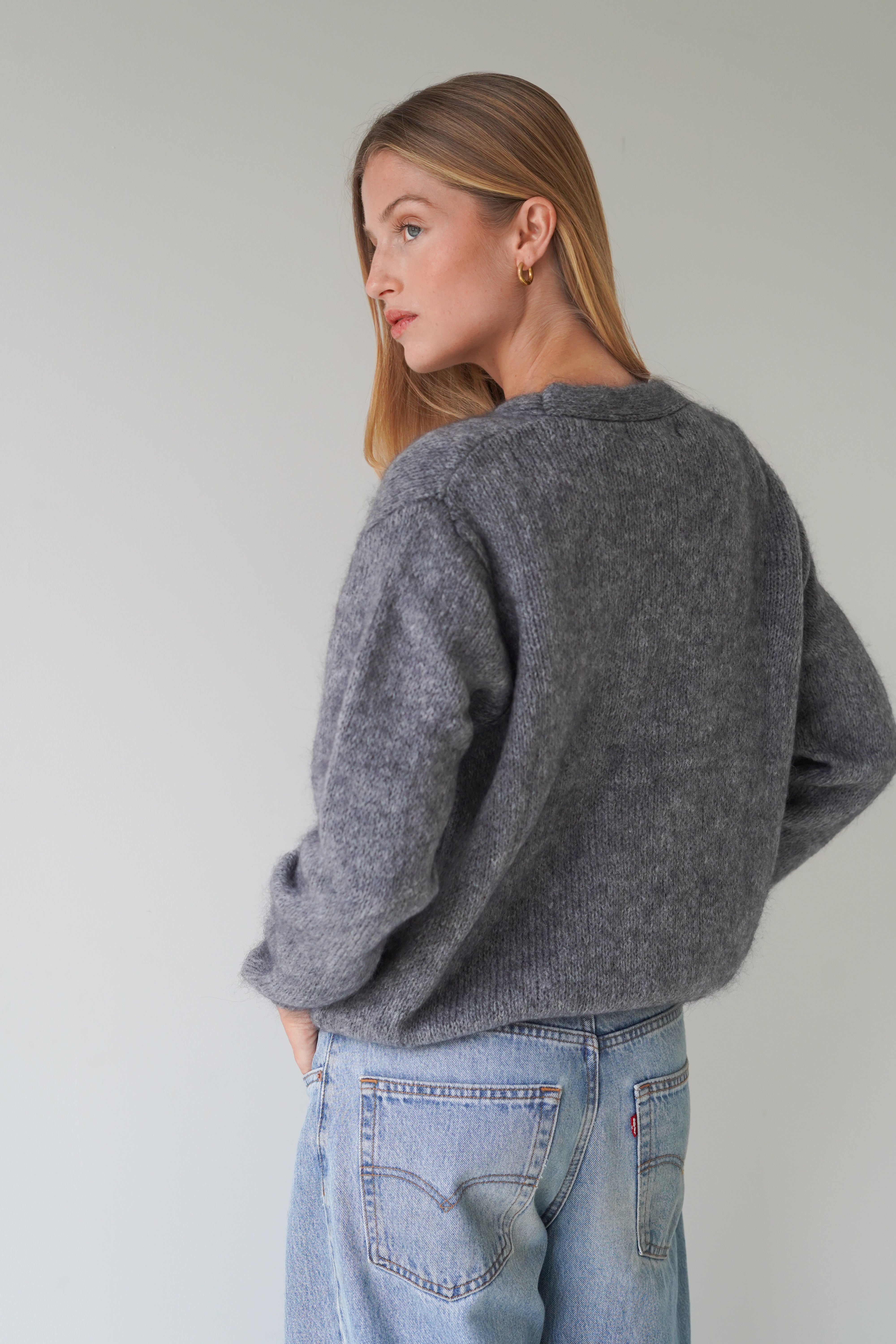 Vivian Cardigan V-Neck Grey-zoom-5