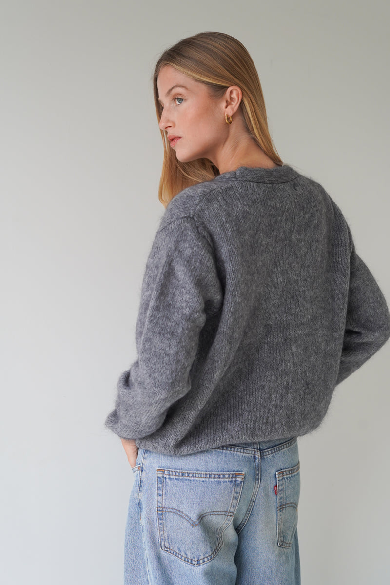 Vivian Cardigan V-Neck Grey-zoom-
