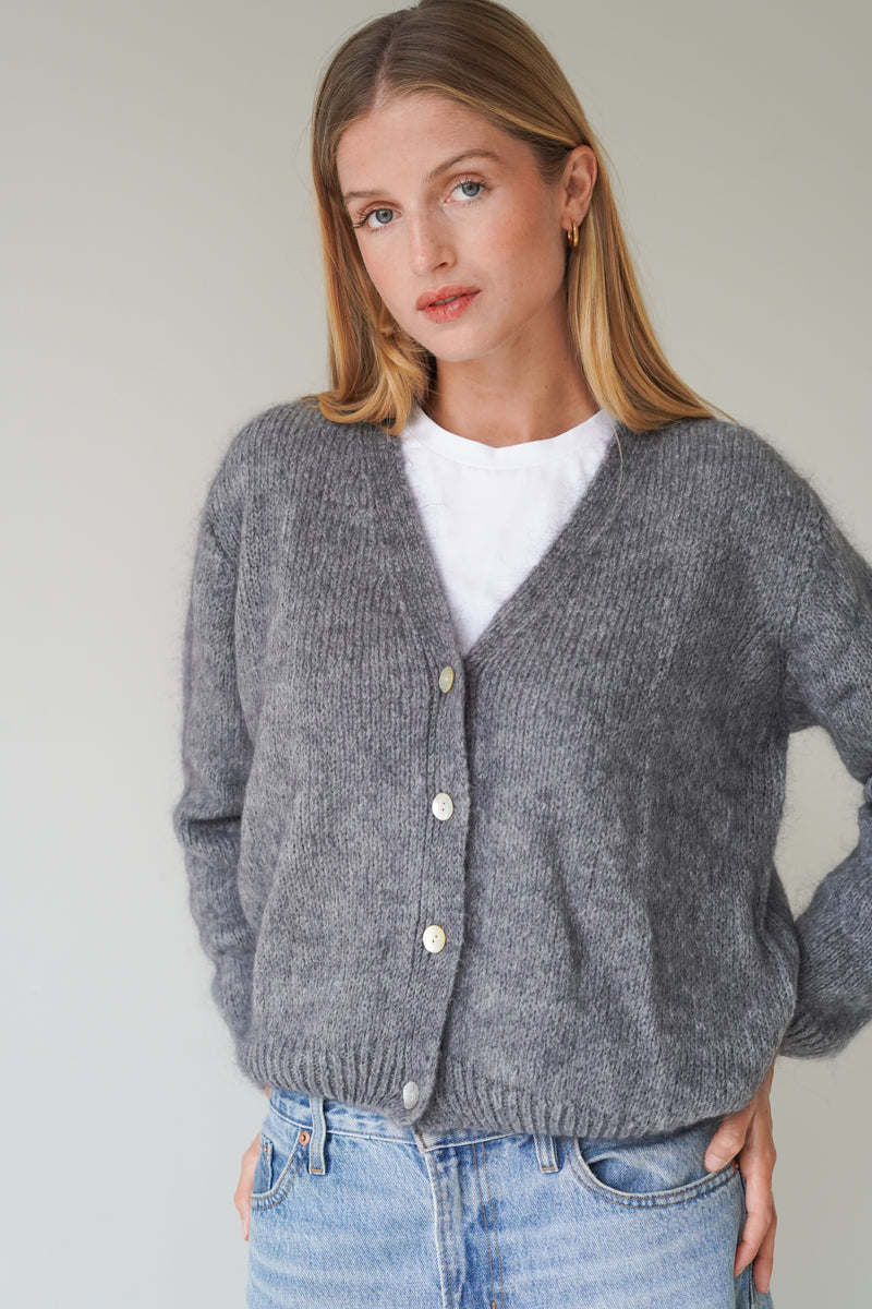 Vivian Cardigan V-Neck Grey-zoom-