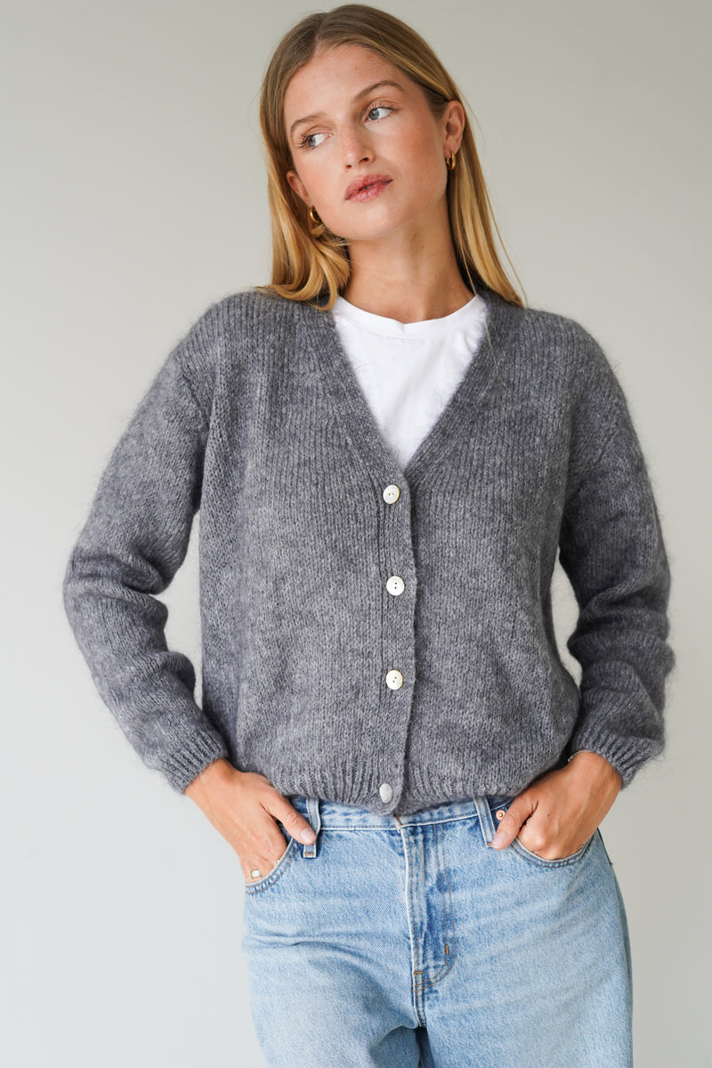 Vivian Cardigan V-Neck Grey-zoom-
