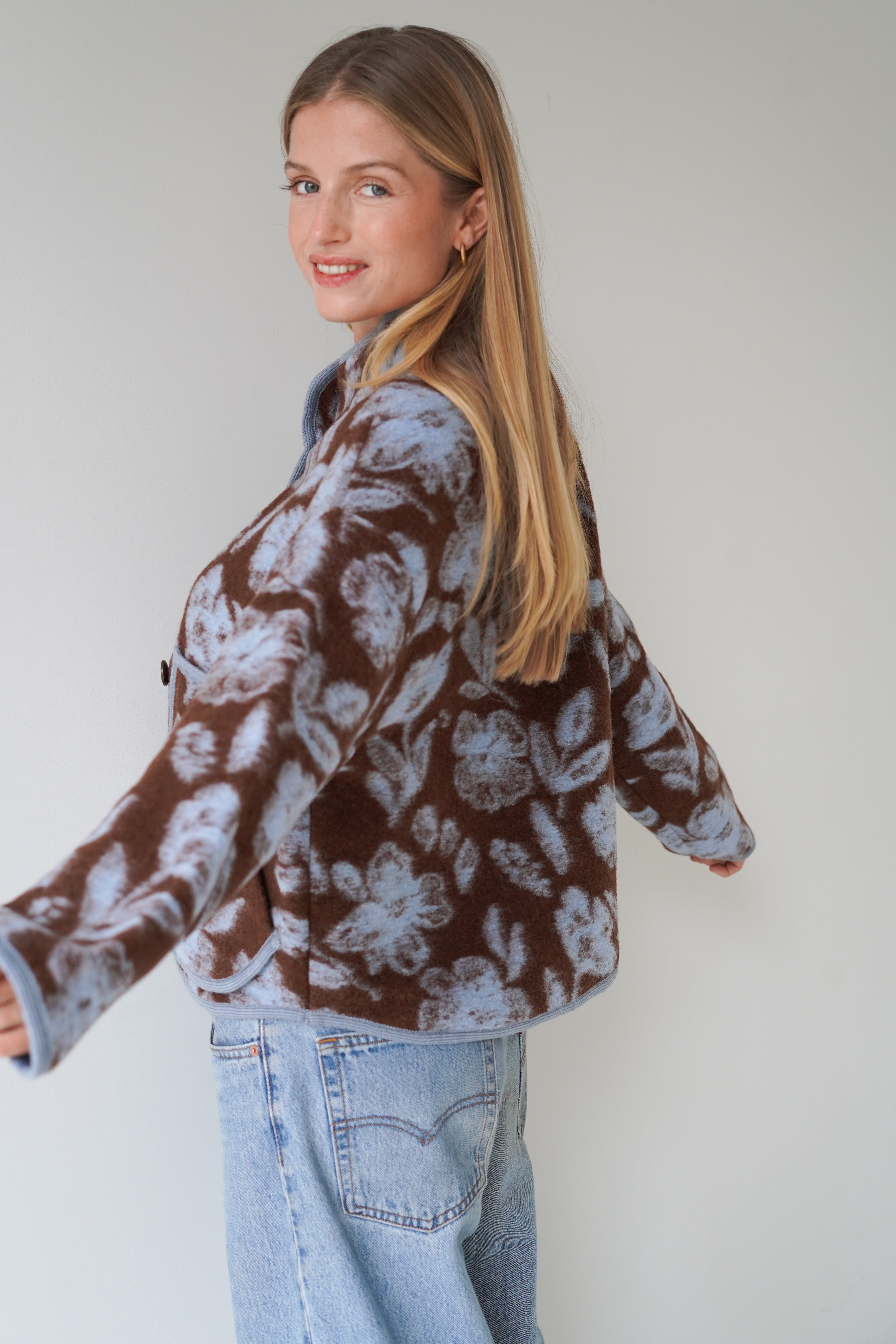 Audrey Jacket Chocolate / Pastel Blue-zoom-2
