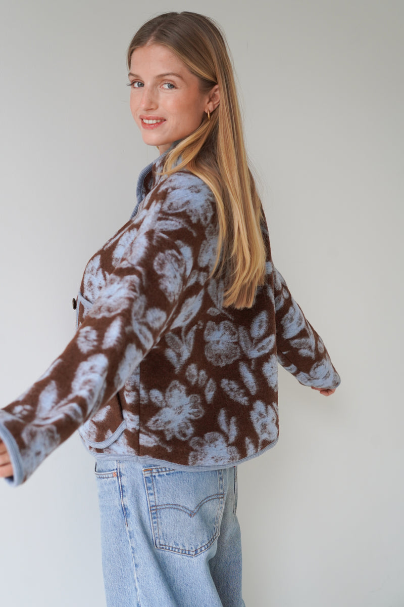 Audrey Jacket Chocolate / Pastel Blue-zoom-