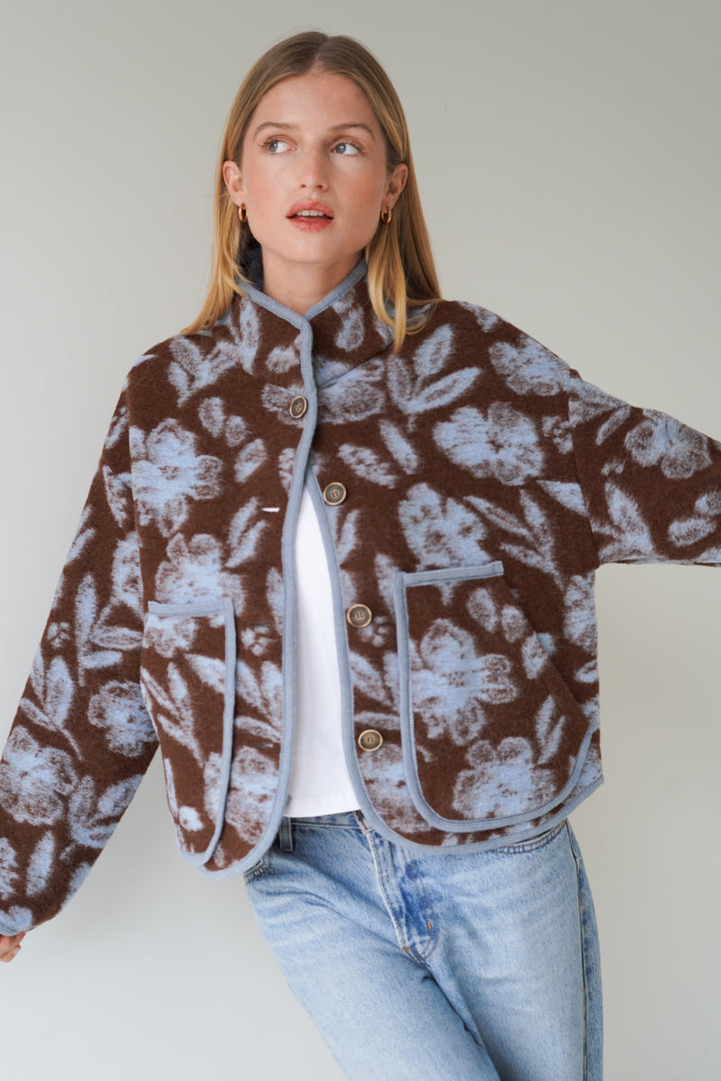 Audrey Jacket Chocolate / Pastel Blue-zoom-
