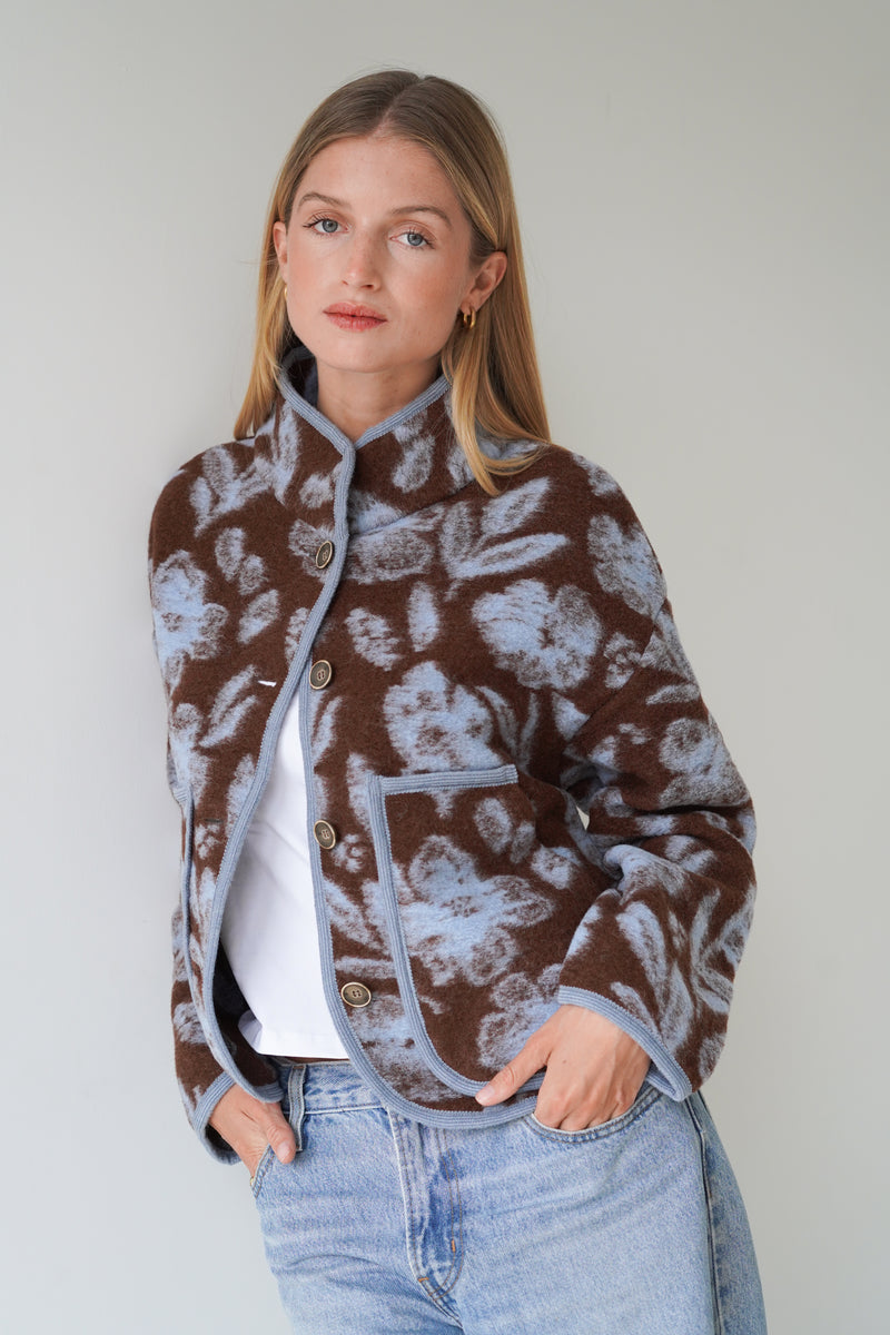 Audrey Jacket Chocolate / Pastel Blue-zoom-