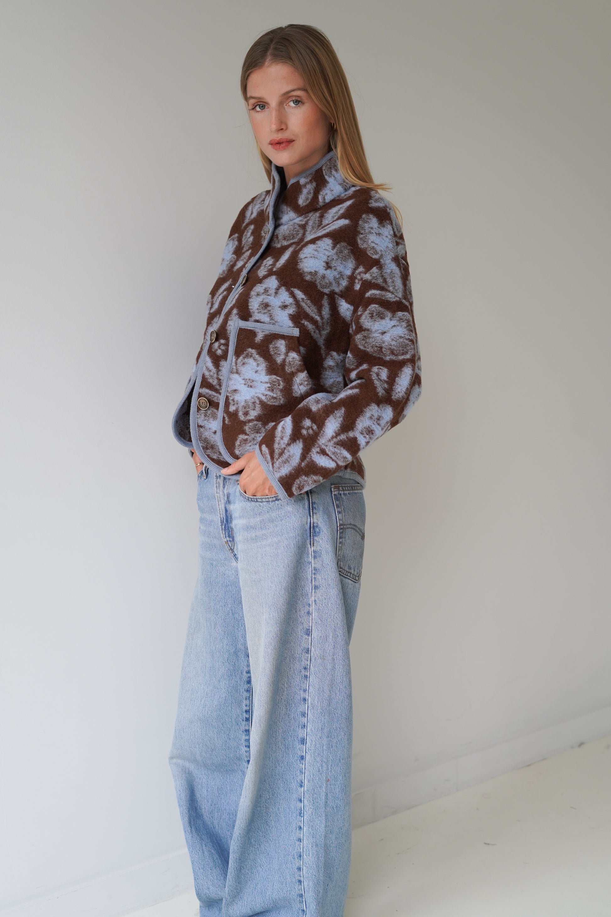 Audrey Jacket Chocolate / Pastel Blue-4