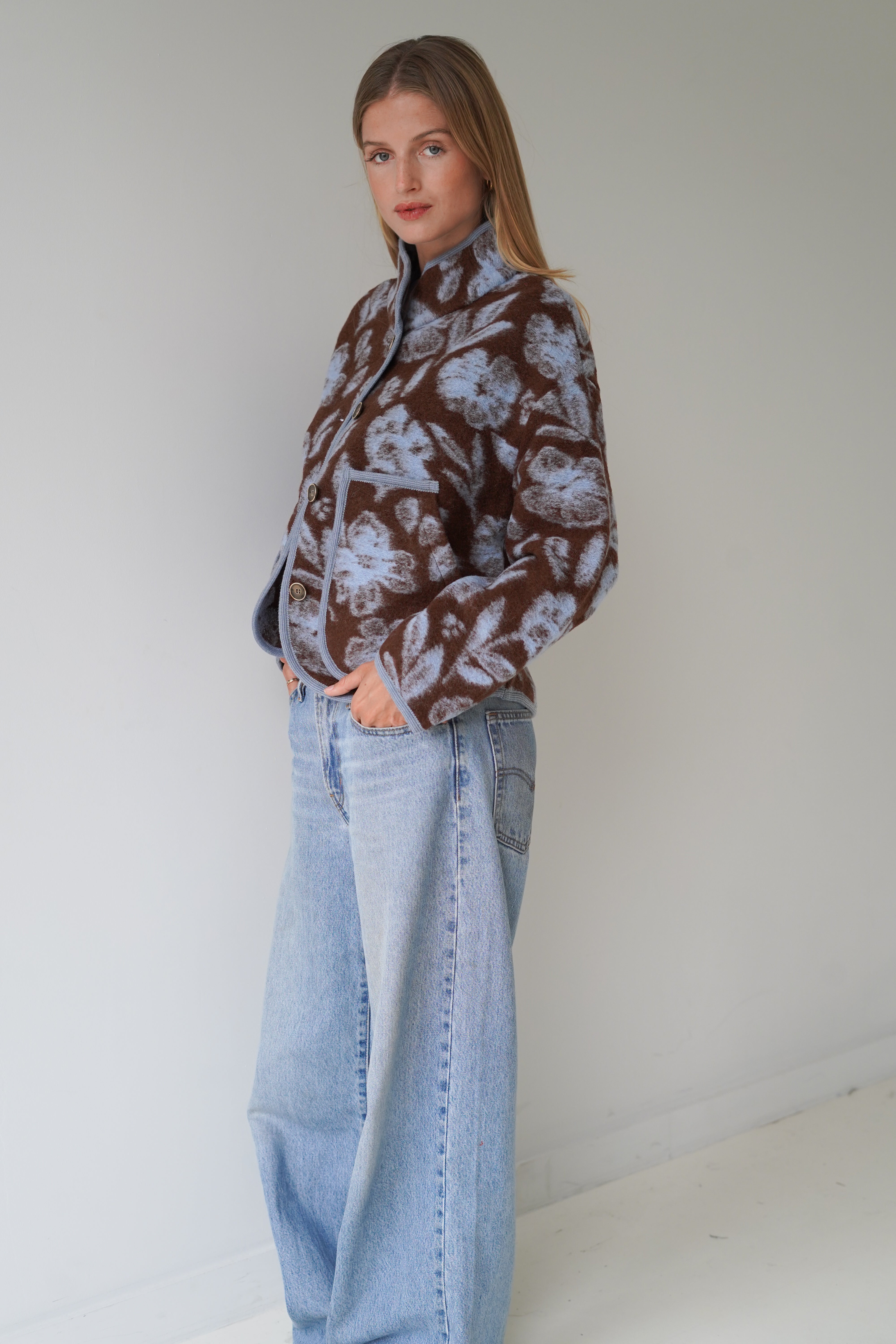 Audrey Jacket Chocolate / Pastel Blue-zoom-4