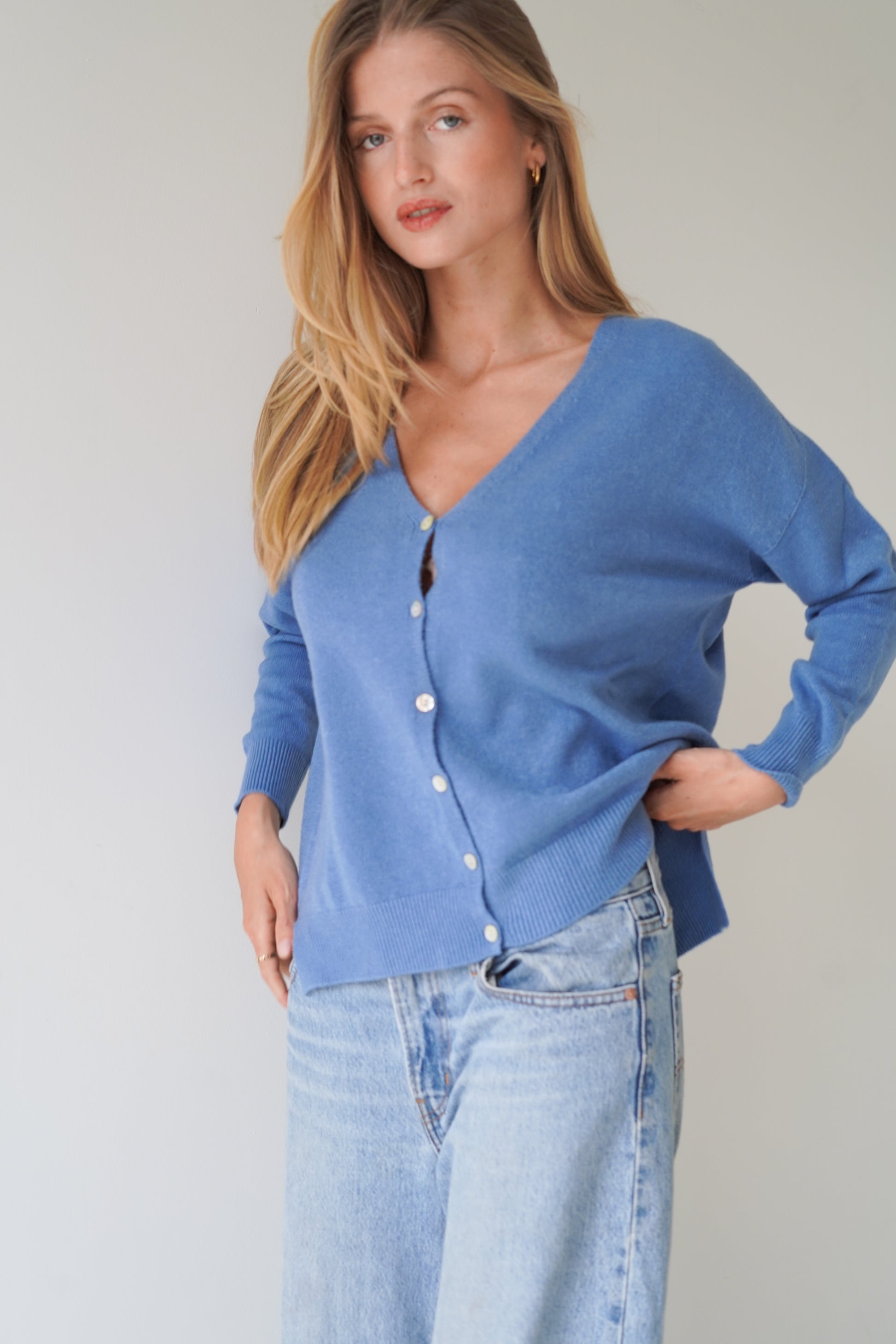 Jessica Cardigans With Buttons Blue-4