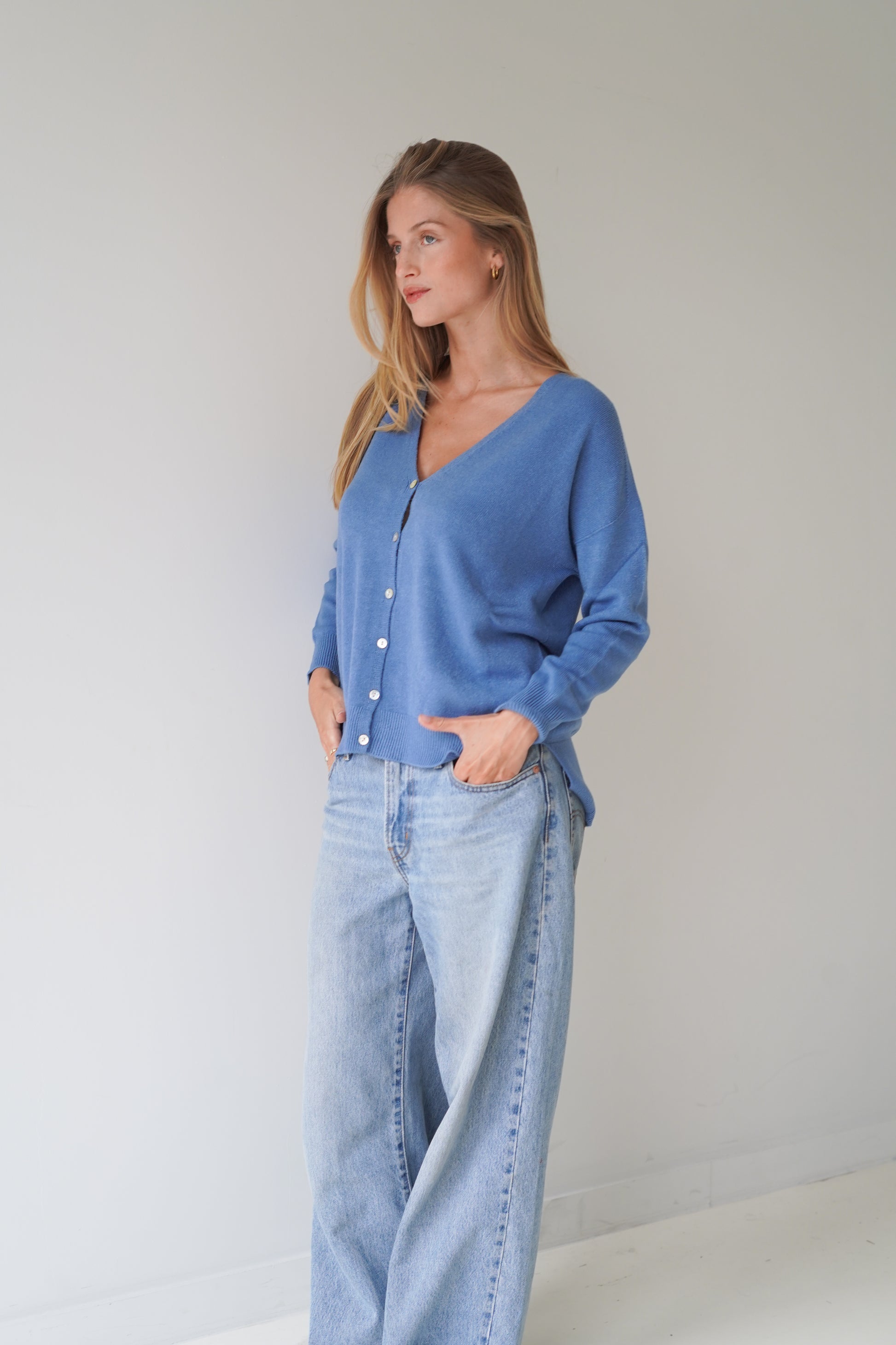 Jessica Cardigans With Buttons Blue-1