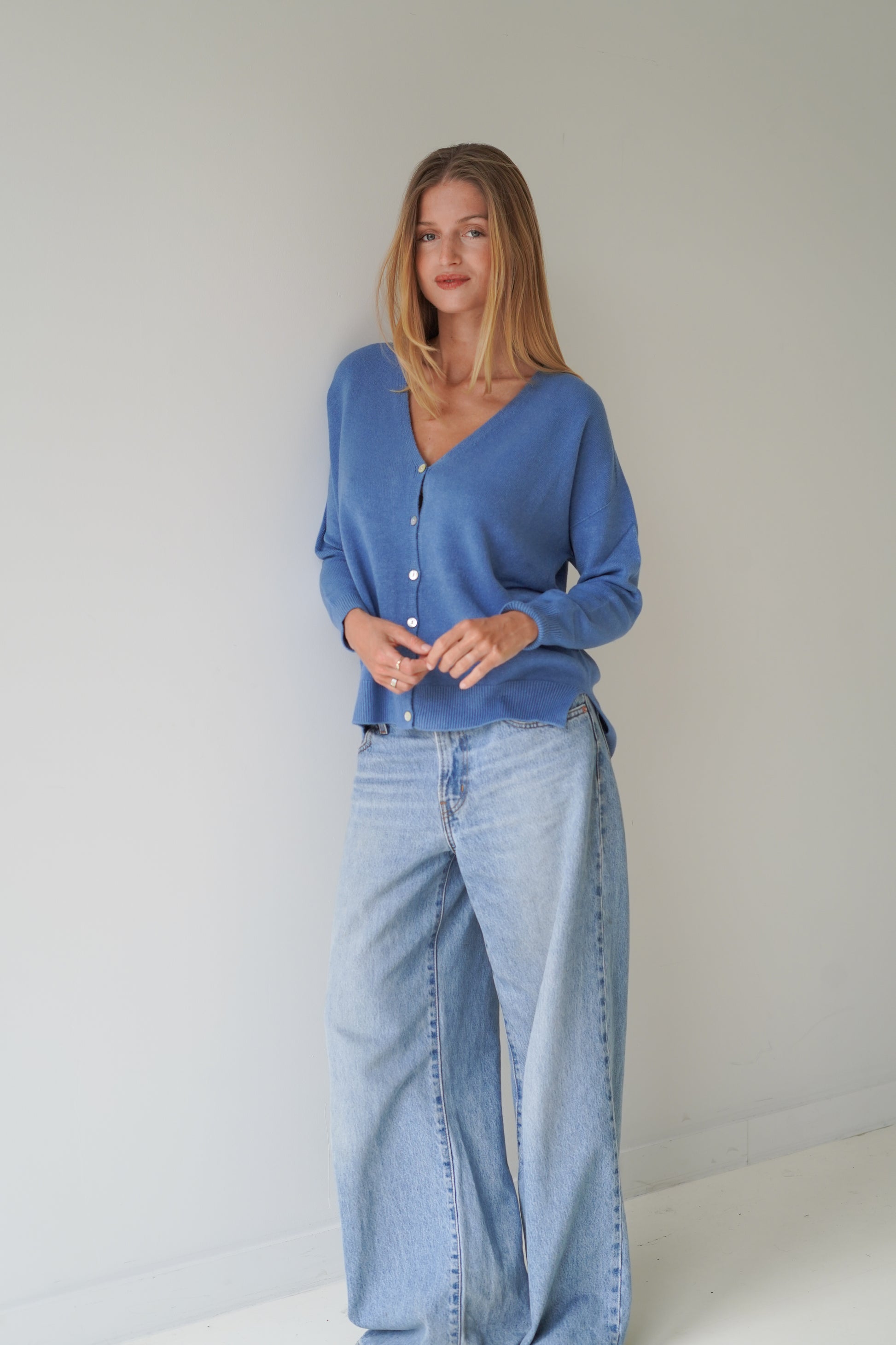 Jessica Cardigans With Buttons Blue-5