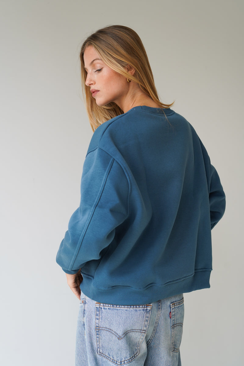 Paulina Sweatshirt Crew Neck Blue-zoom-