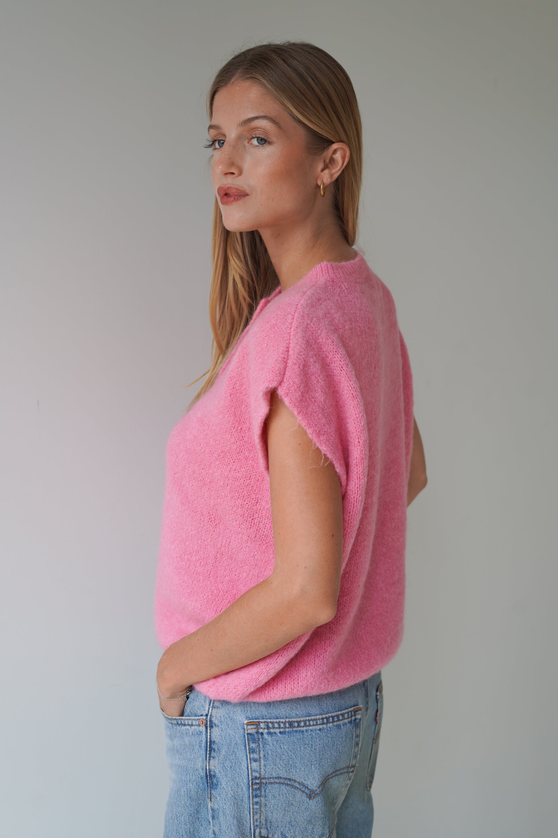 Bea Cardigan Sleeveless Candy Pink-7