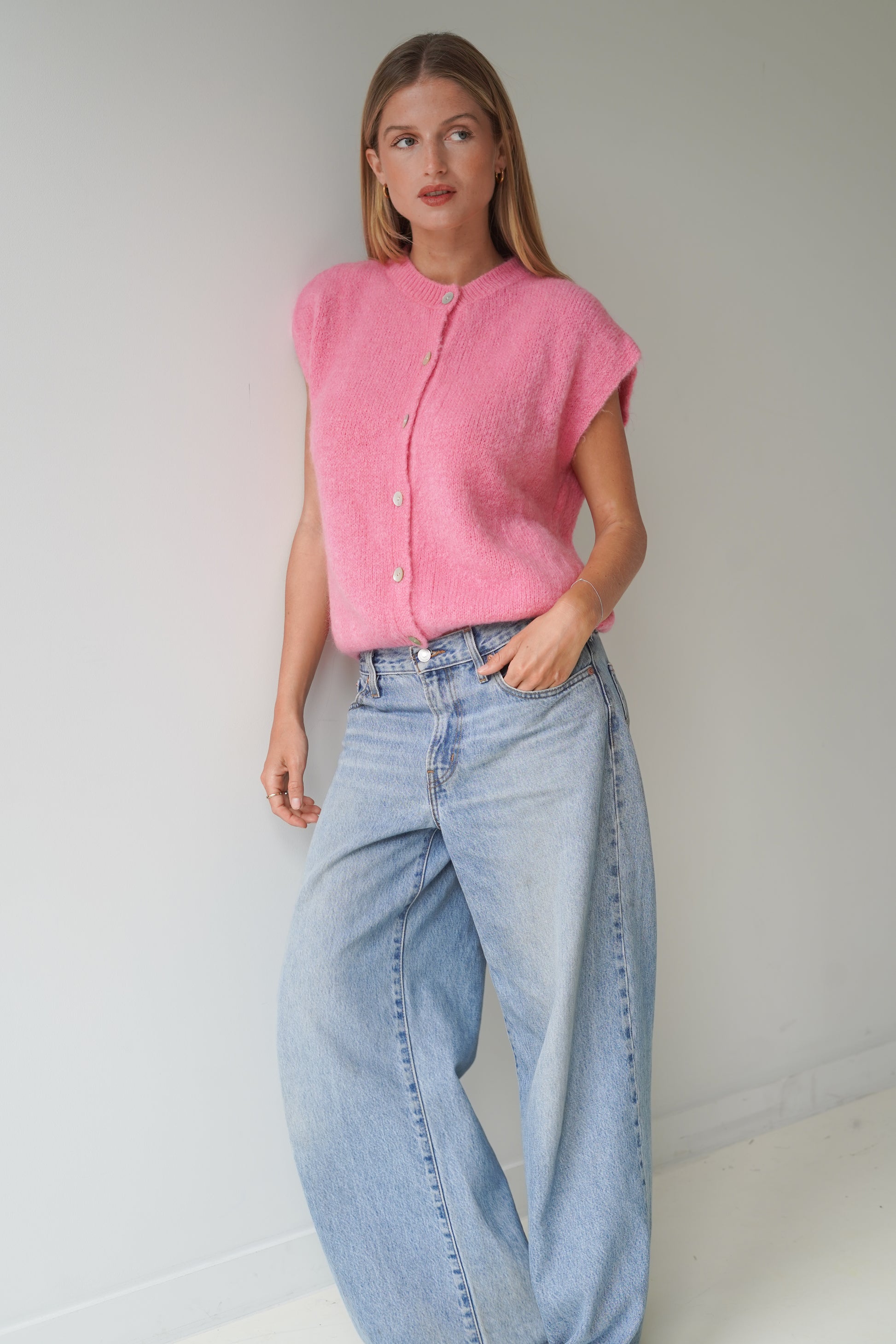 Bea Cardigan Sleeveless Candy Pink-6