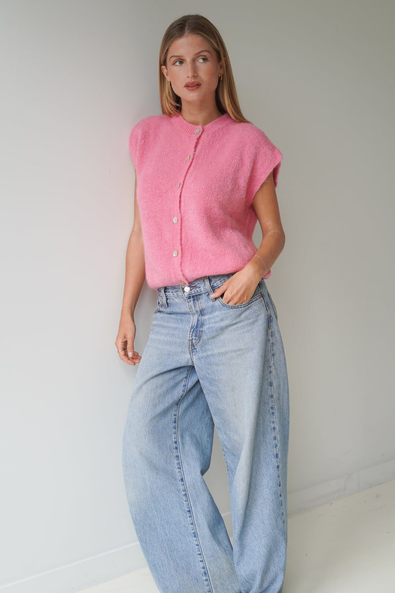 Bea Cardigan Sleeveless Candy Pink-zoom-