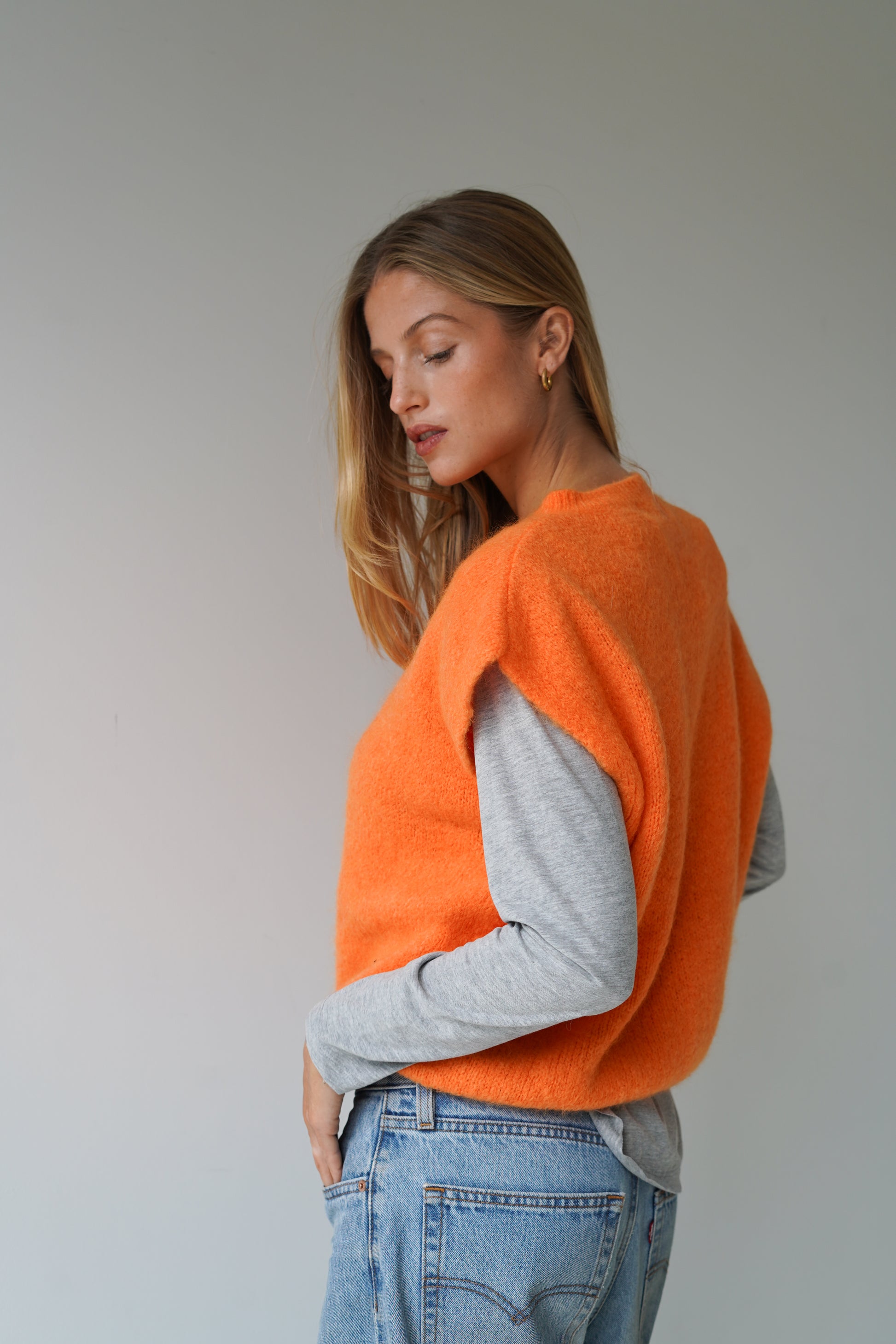 Bea Cardigan Sleeveless Orange-7