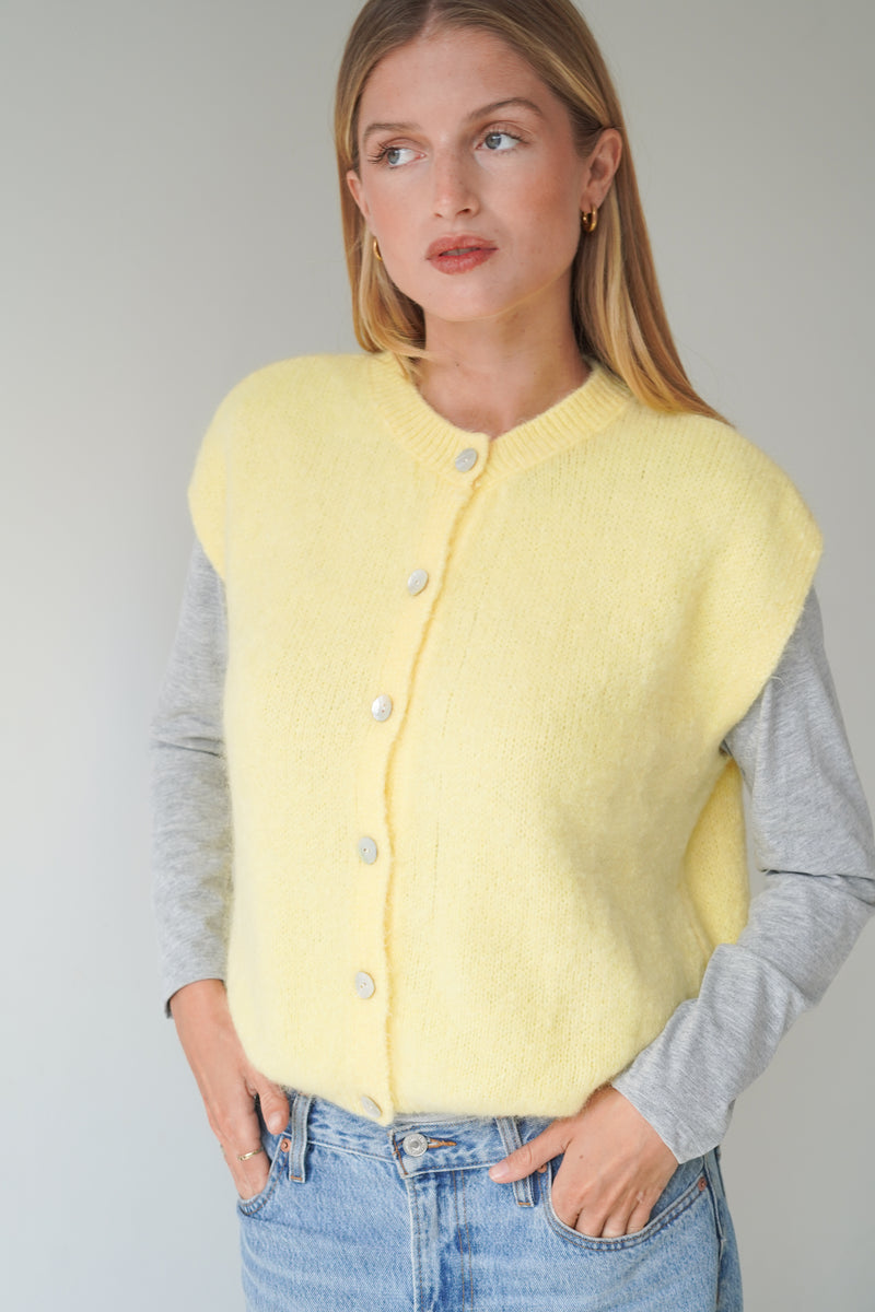 Bea Cardigan Sleeveless Yellow-zoom-
